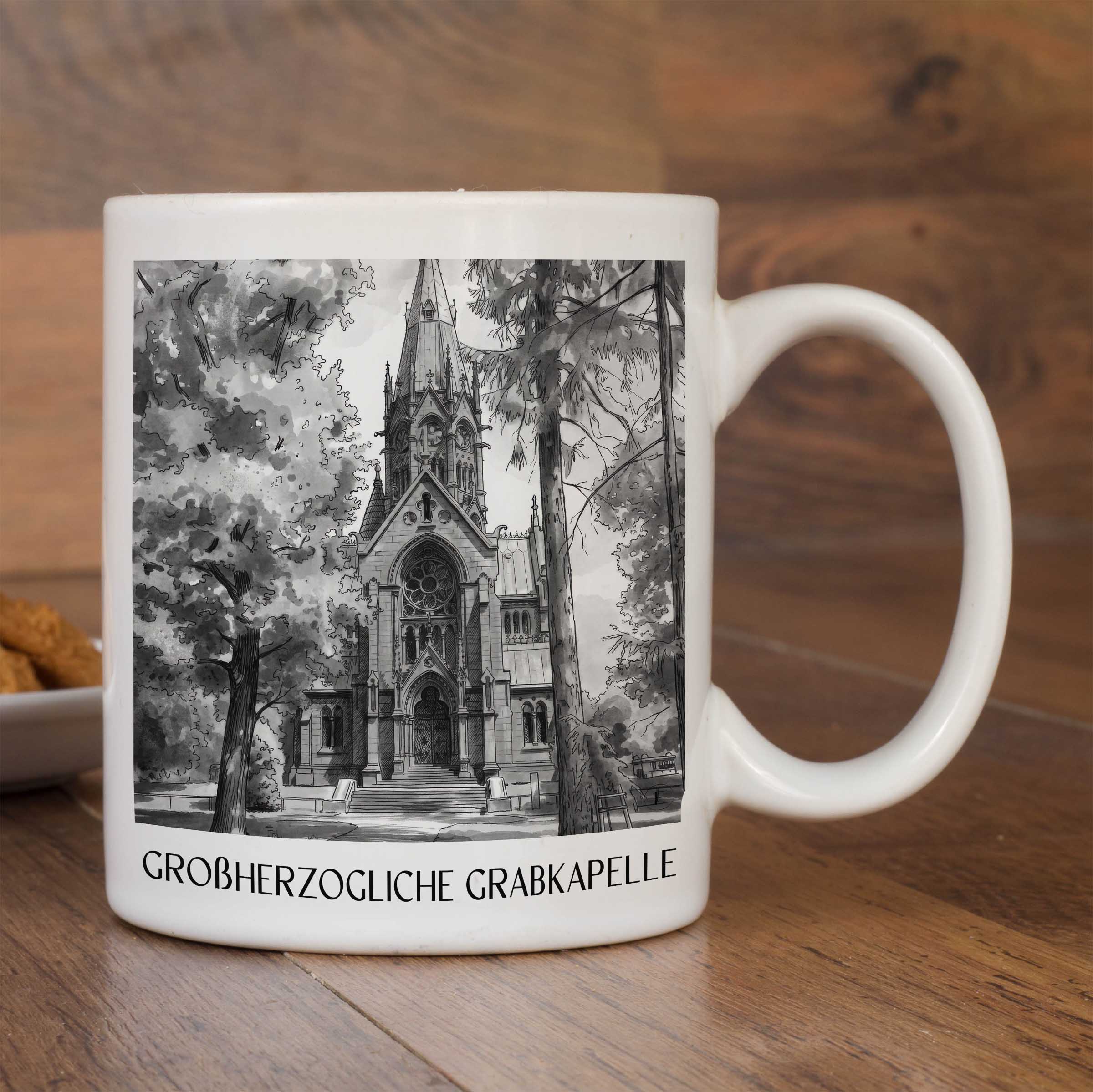 großherzogliche-grabkapelle-karlsruhe-deutschland-kaffeebecher-aquarell-schwarz-weiss