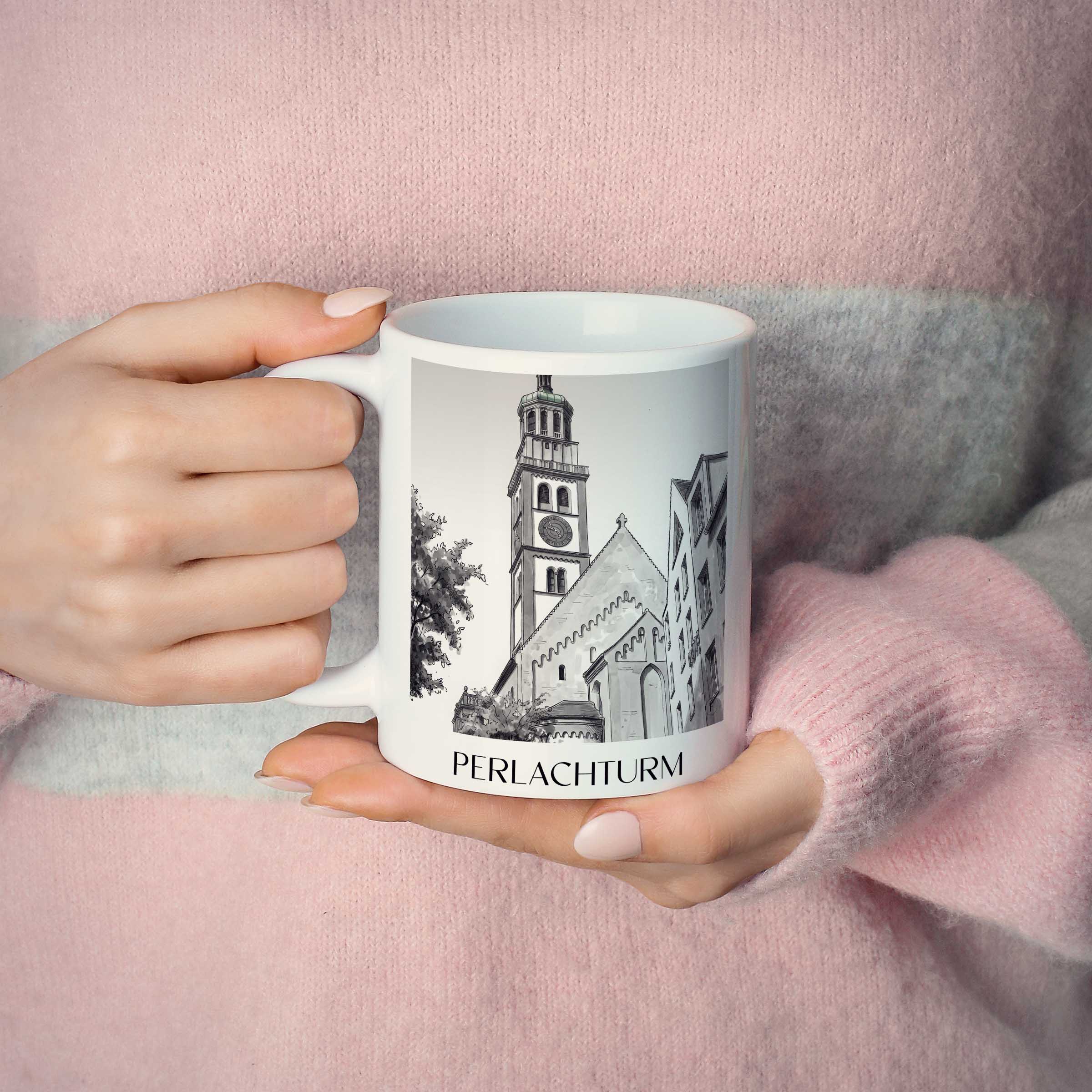 perlachturm-augsburg-deutschland-kaffeebecher-aquarell-schwarz-weiss