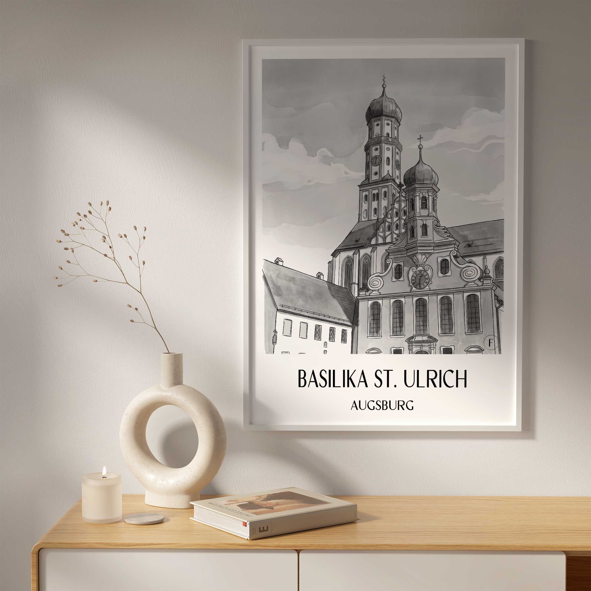basilika-st.-ulrich-augsburg-deutschland-poster-aquarell-schwarz-weiss
