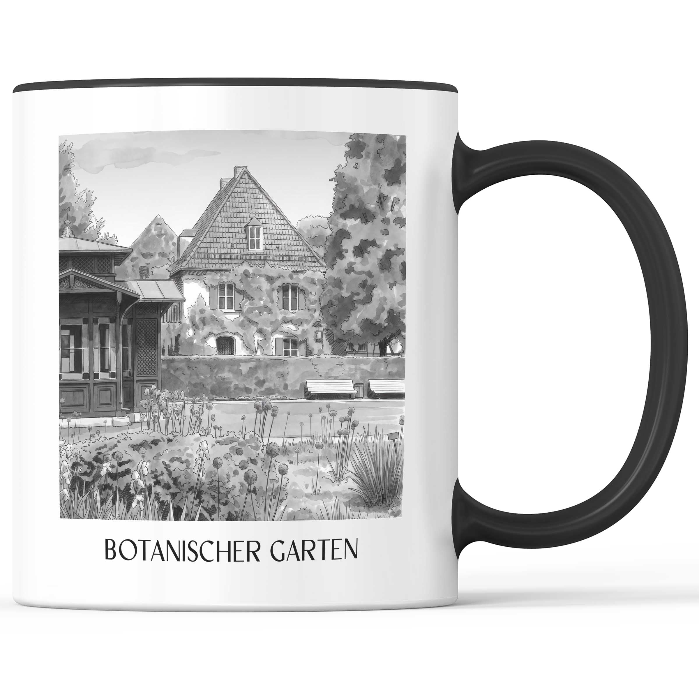botanischer-garten-augsburg-deutschland-kaffeebecher-aquarell-schwarz-weiss