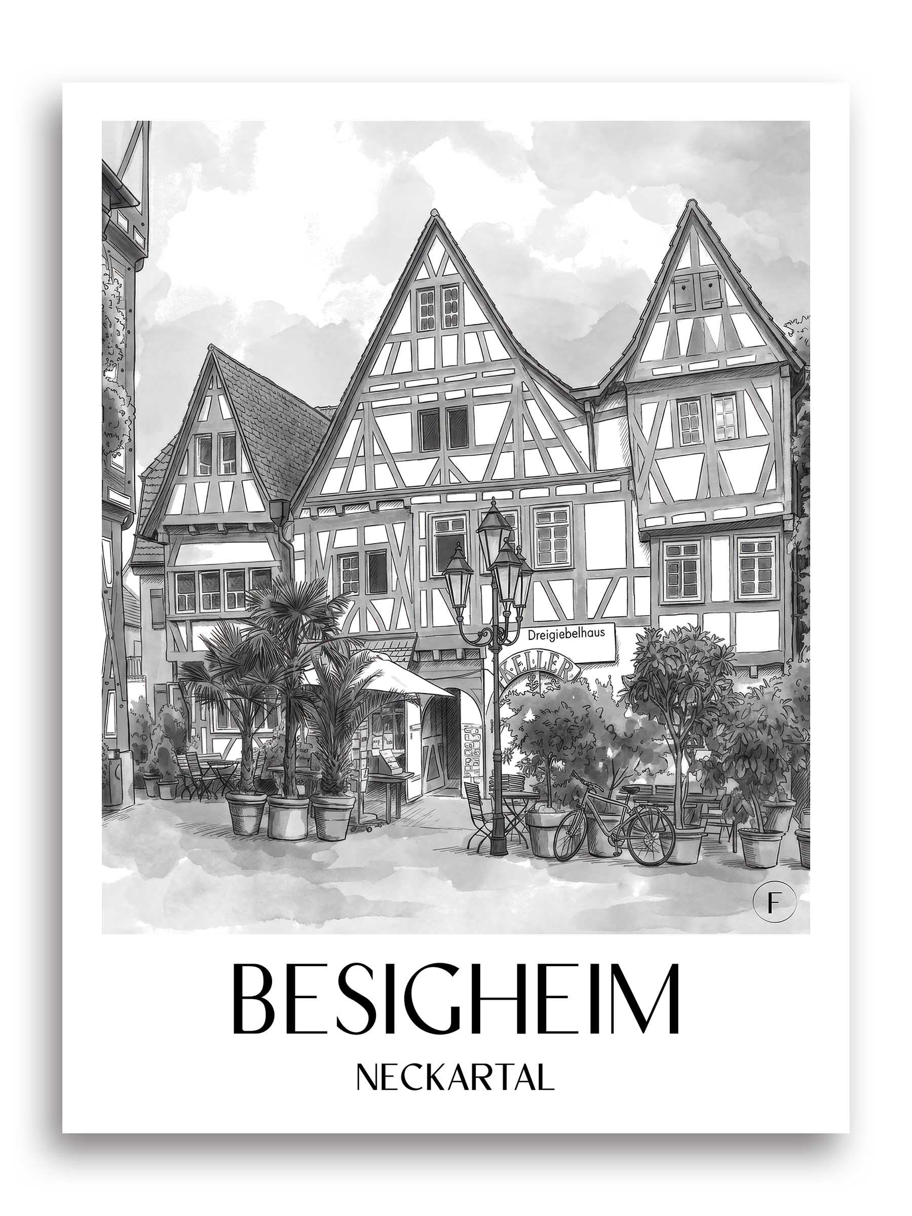 besigheim-neckartal-deutschland-poster-aquarell-schwarz-weiss
