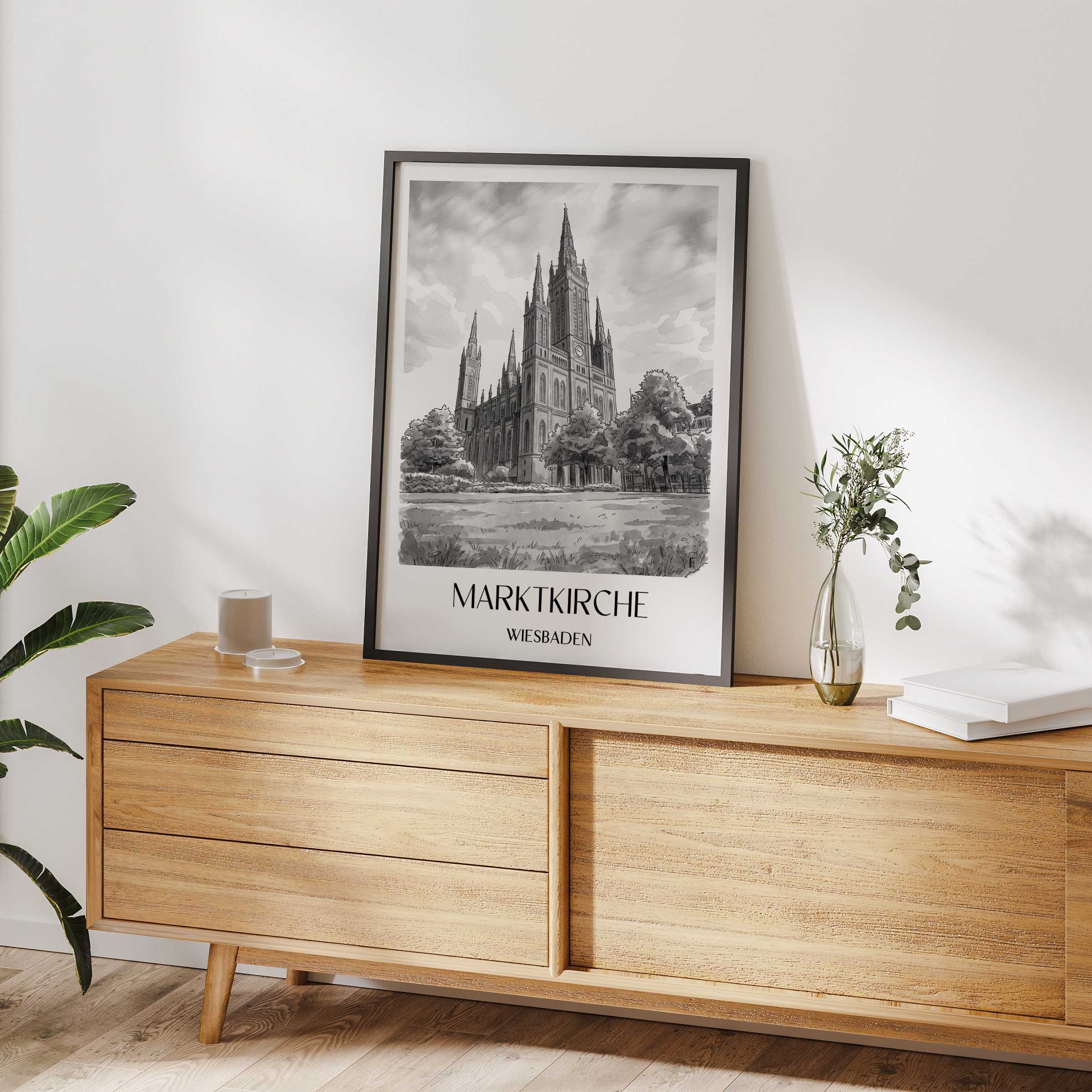 marktkirche-wiesbaden-deutschland-poster-aquarell-schwarz-weiss