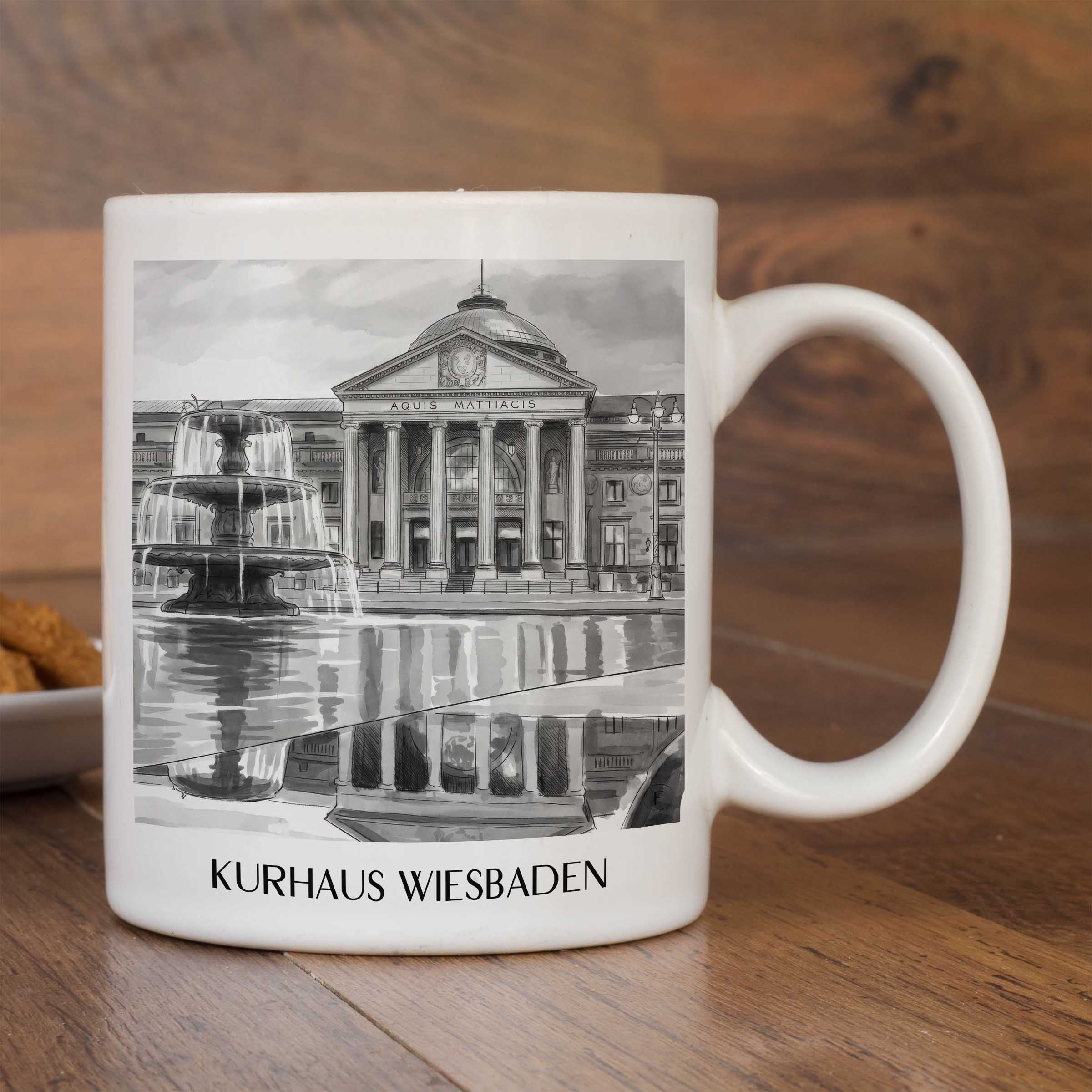 kurhaus-wiesbaden-deutschland-kaffeebecher-aquarell-schwarz-weiss