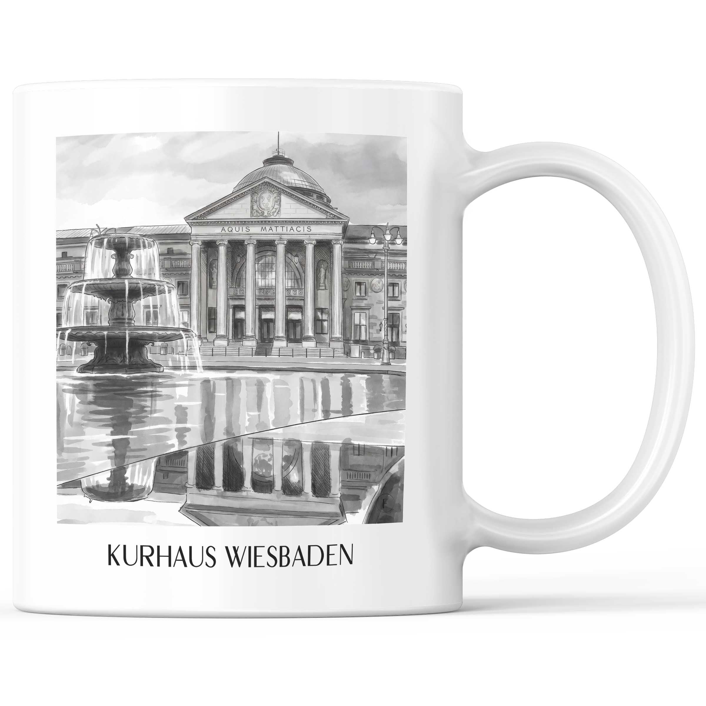 kurhaus-wiesbaden-deutschland-kaffeebecher-aquarell-schwarz-weiss
