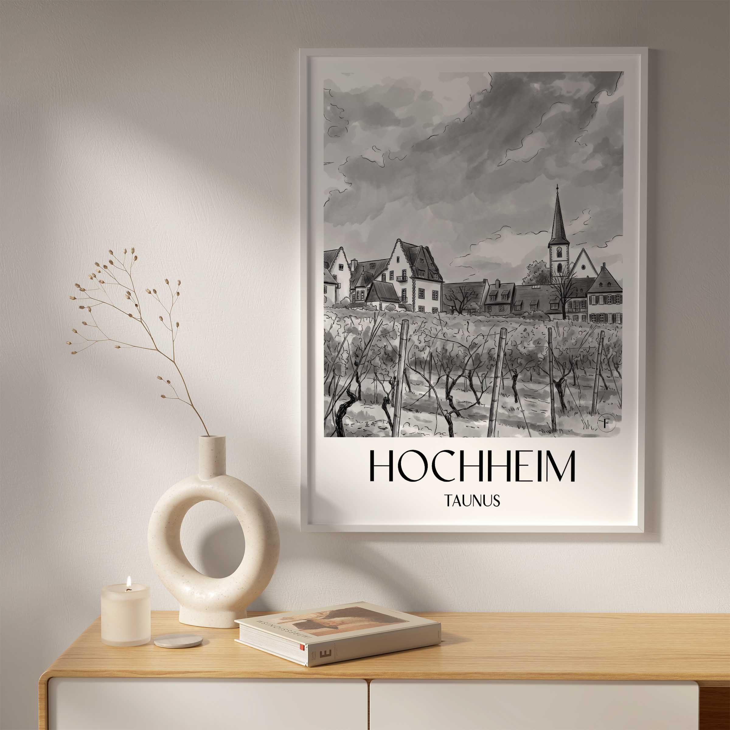 hochheim-taunus-deutschland-poster-aquarell-schwarz-weiss