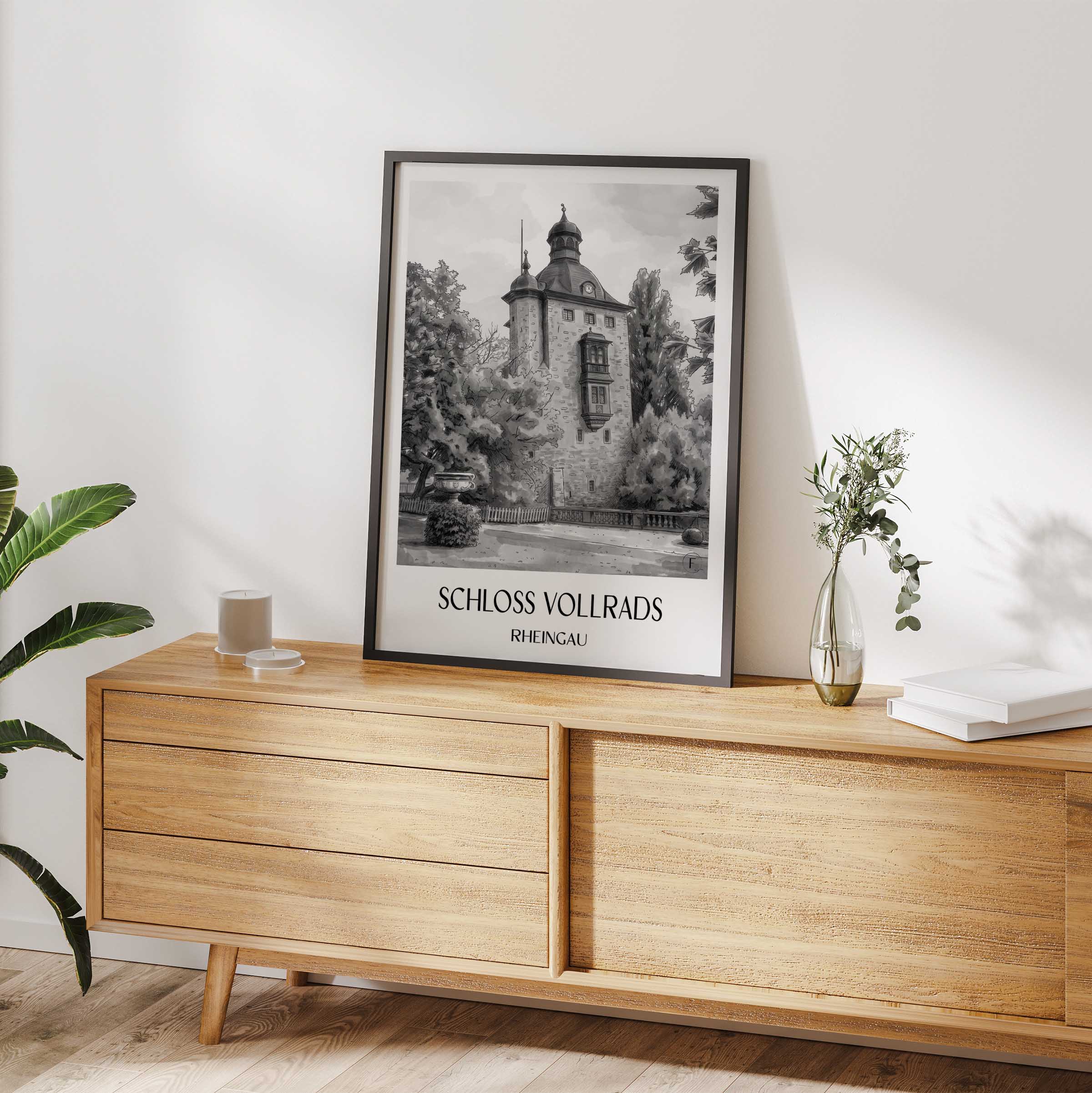 schloss-vollrads-rheingau-deutschland-poster-aquarell-schwarz-weiss