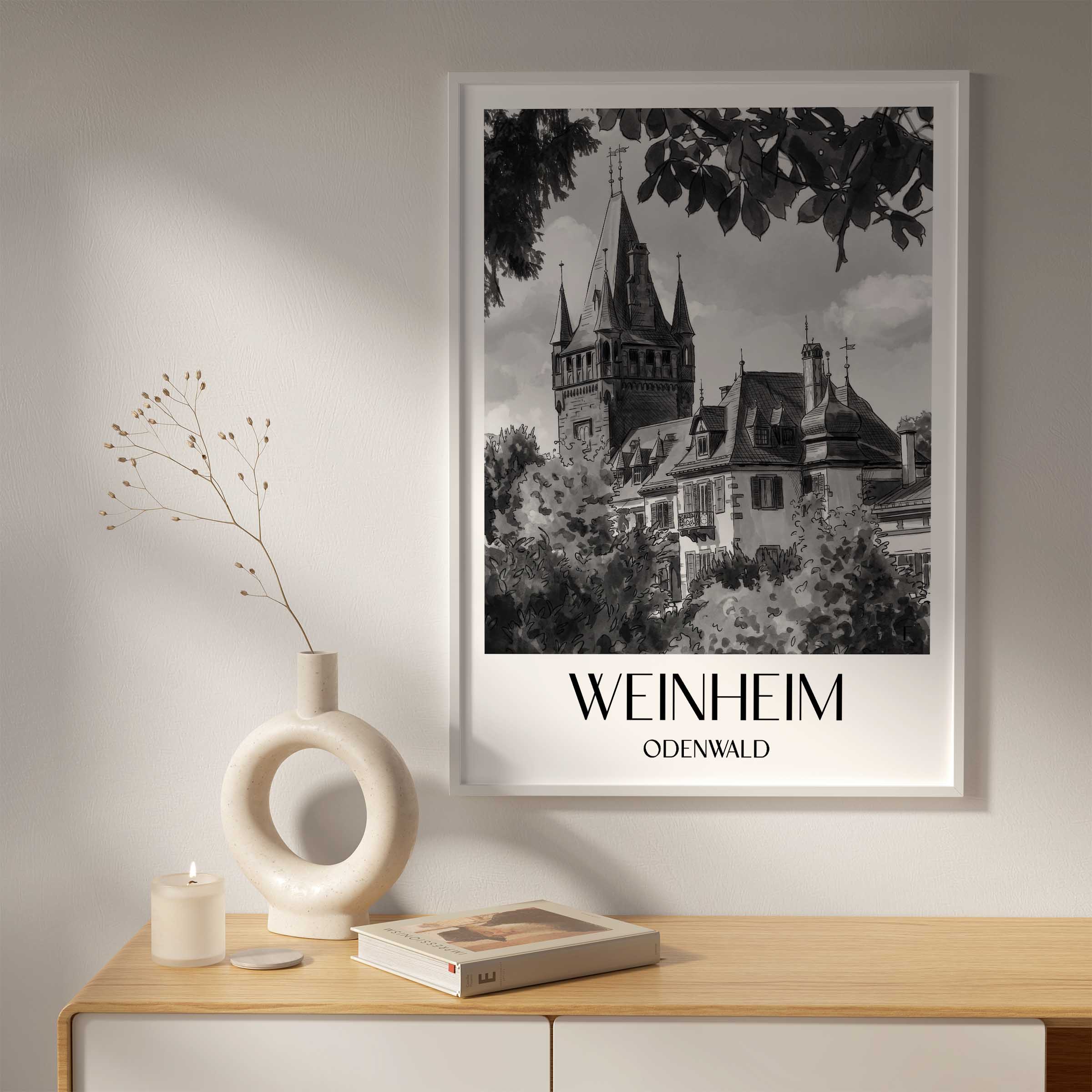 weinheim-odenwald-deutschland-poster-aquarell-schwarz-weiss