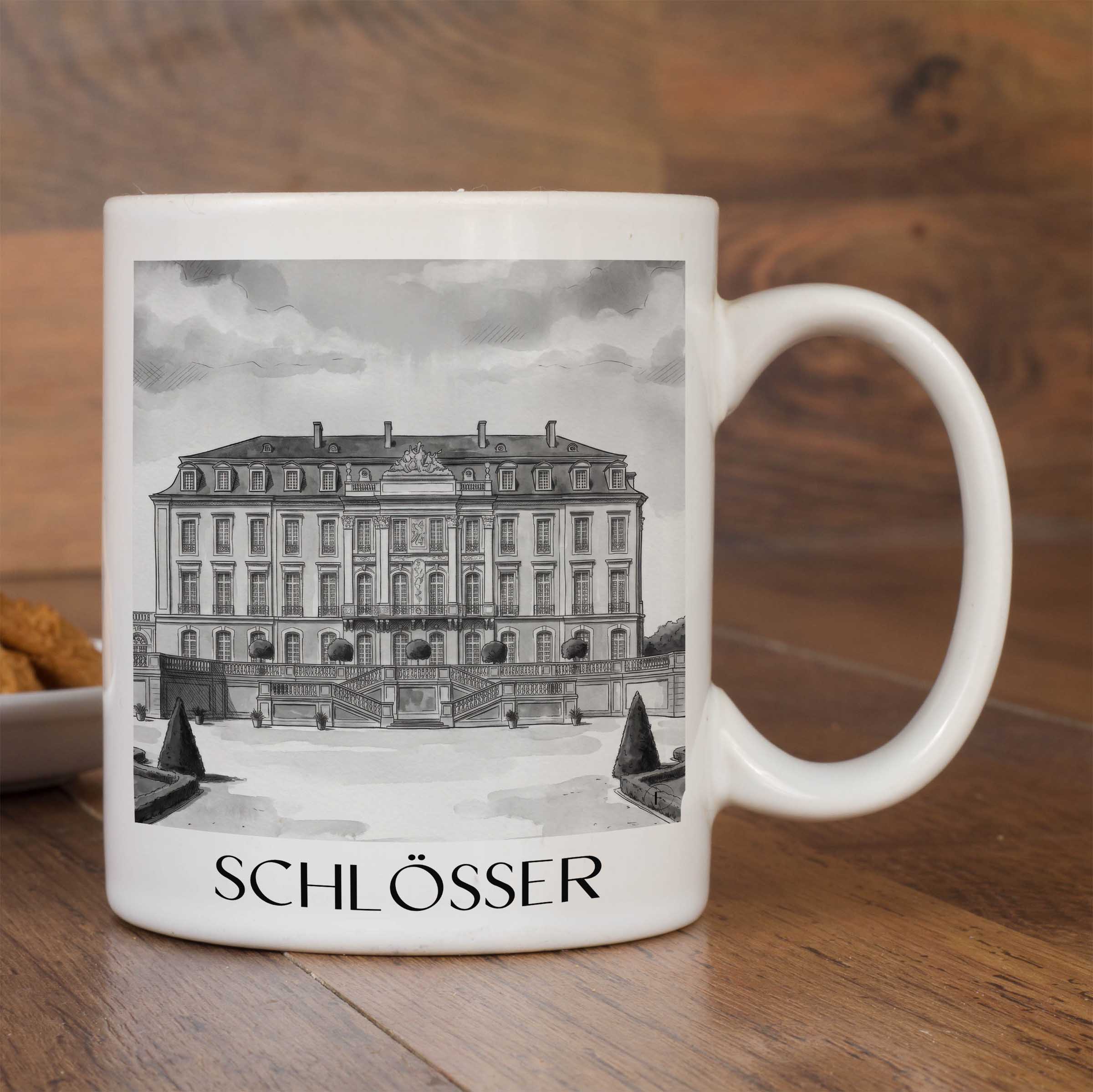 schlösser-brühl-deutschland-kaffeebecher-aquarell-schwarz-weiss