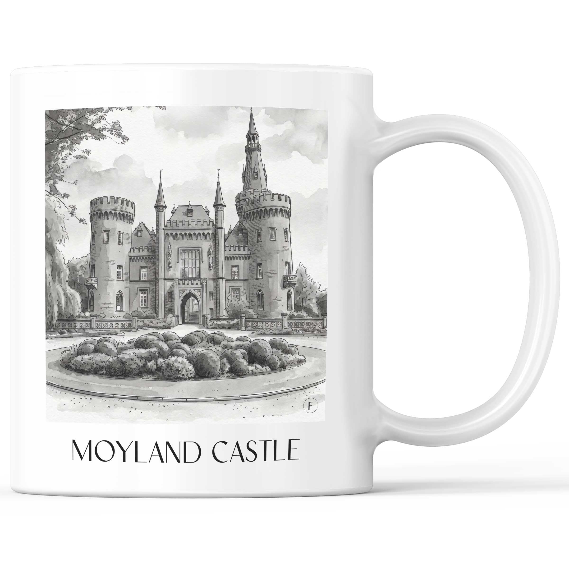 Schloss Moyland Kaffeebecher - Niederrhein - Deutschland Becher - Kaffeetasse im Aquarell Schwarz-Weiß Stil