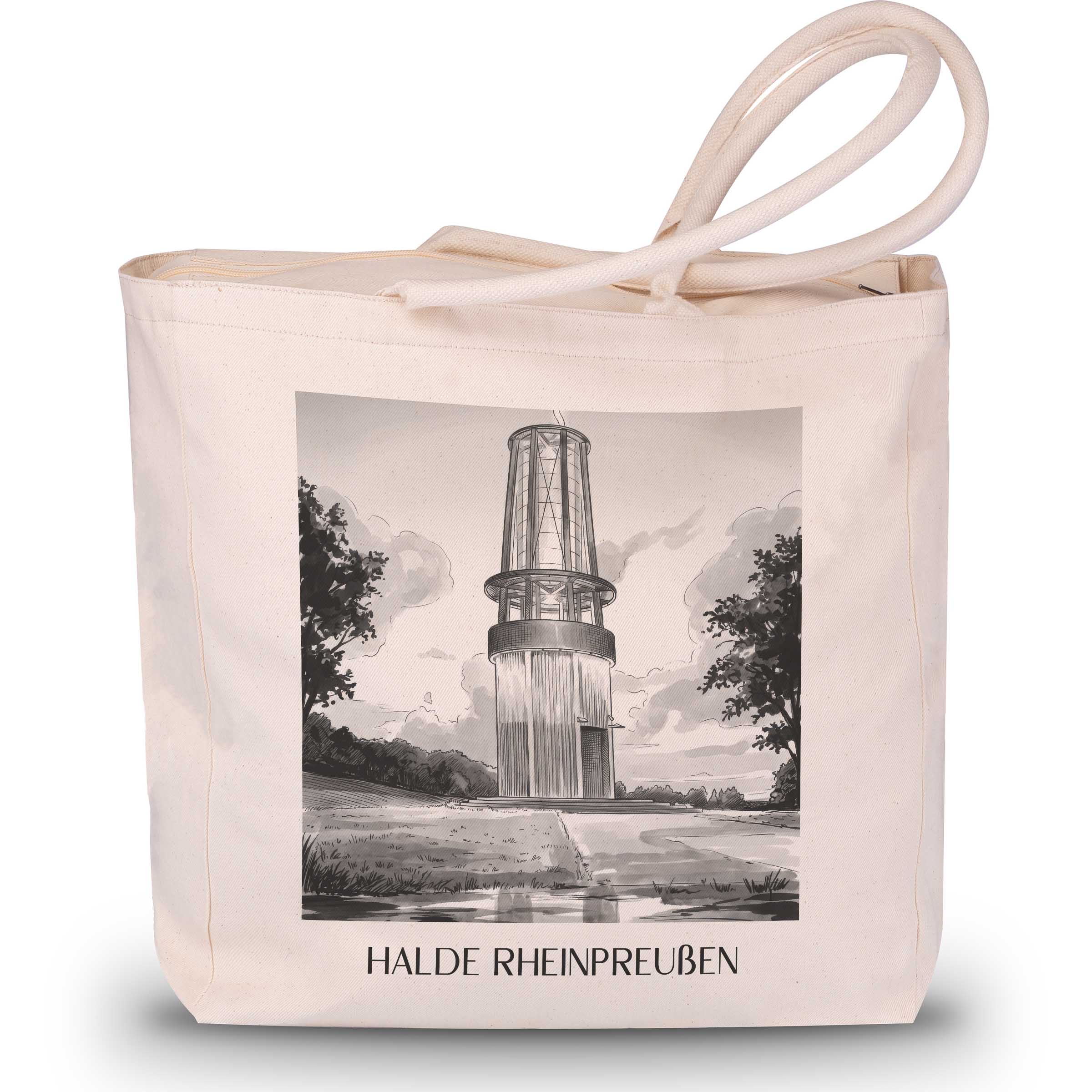 halde-rheinpreußen-moers-deutschland-einkaufstasche-aquarell-schwarz-weiss