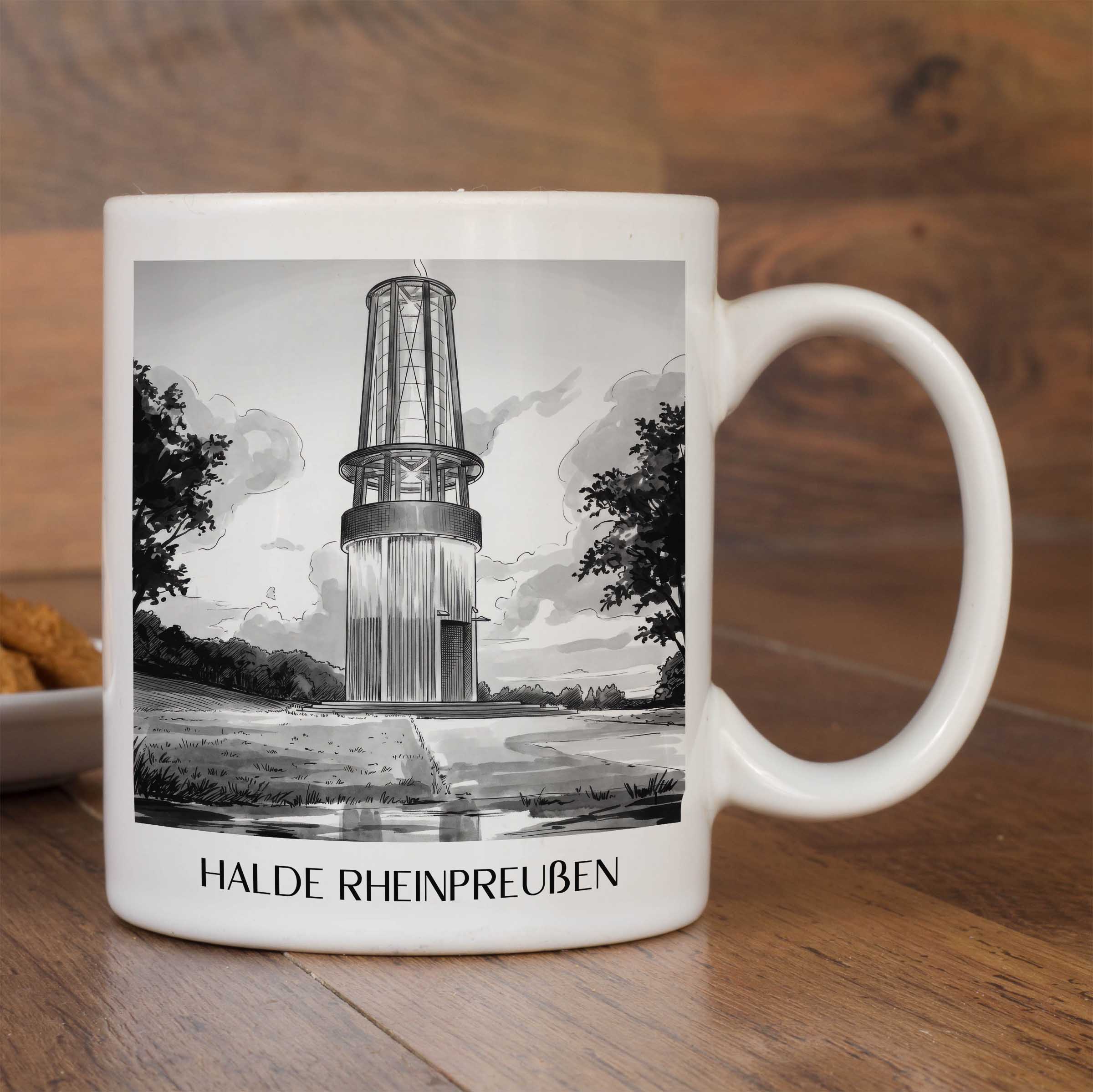halde-rheinpreußen-moers-deutschland-kaffeebecher-aquarell-schwarz-weiss