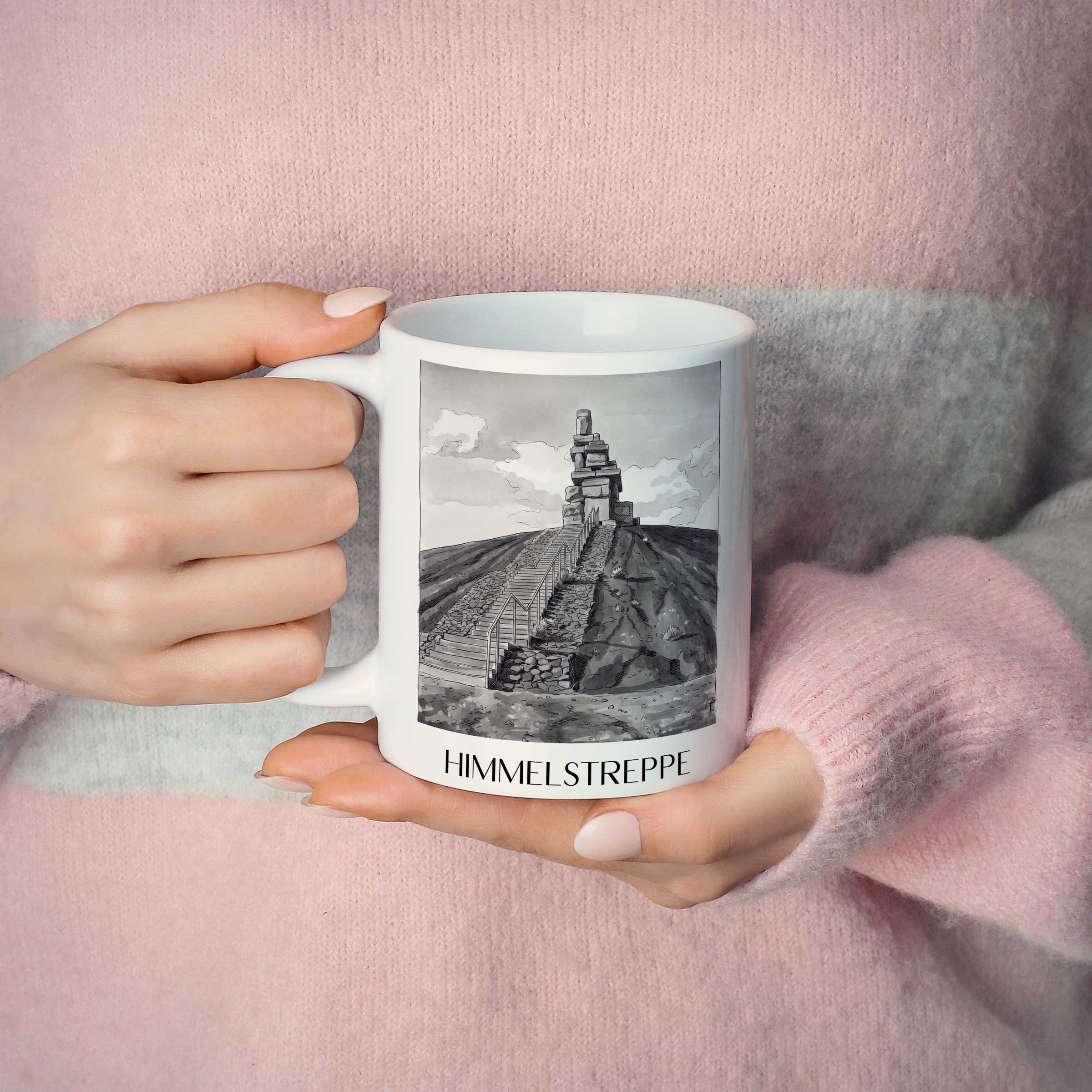 himmelstreppe-gelsenkirchen-deutschland-kaffeebecher-aquarell-schwarz-weiss