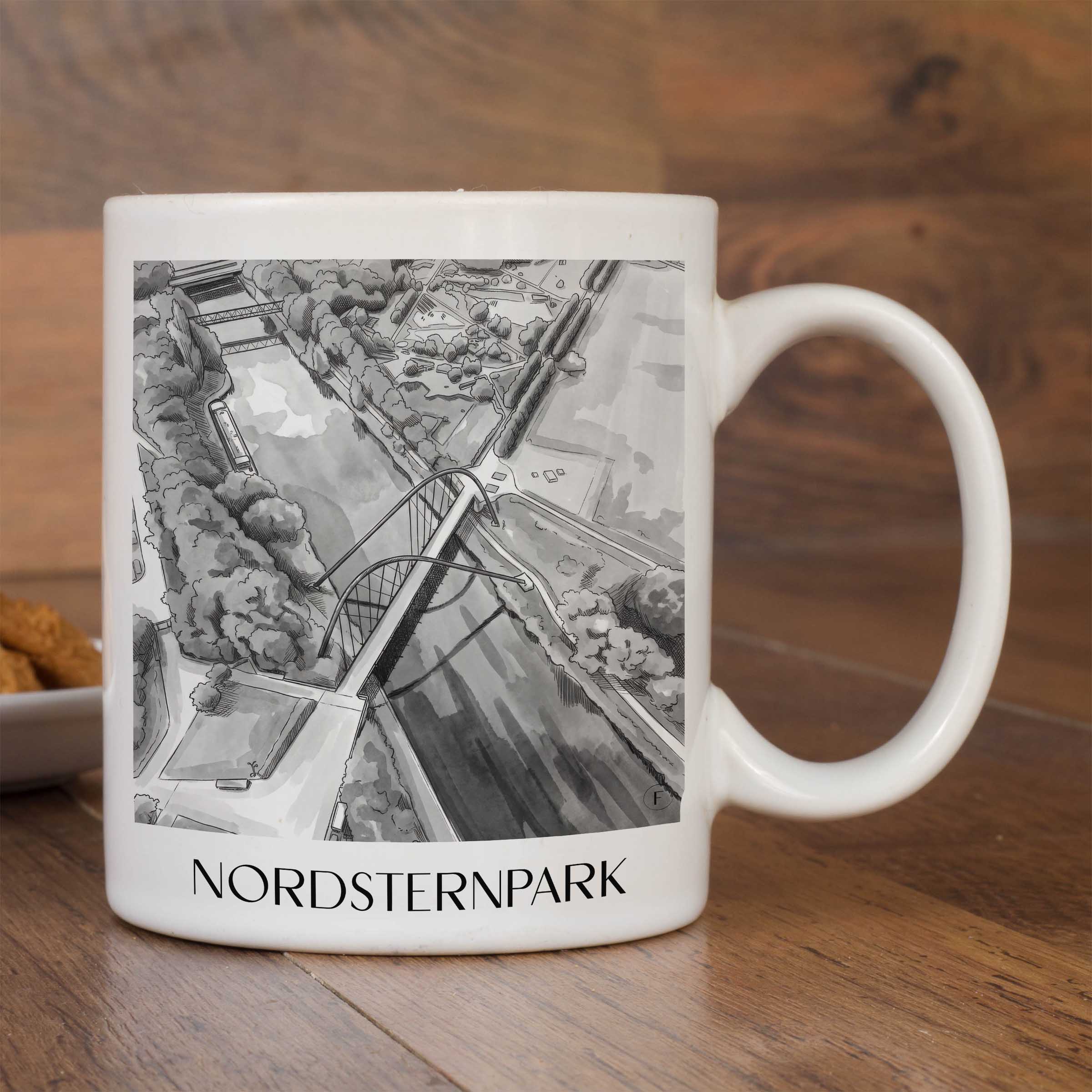 nordsternpark-gelsenkirchen-deutschland-kaffeebecher-aquarell-schwarz-weiss