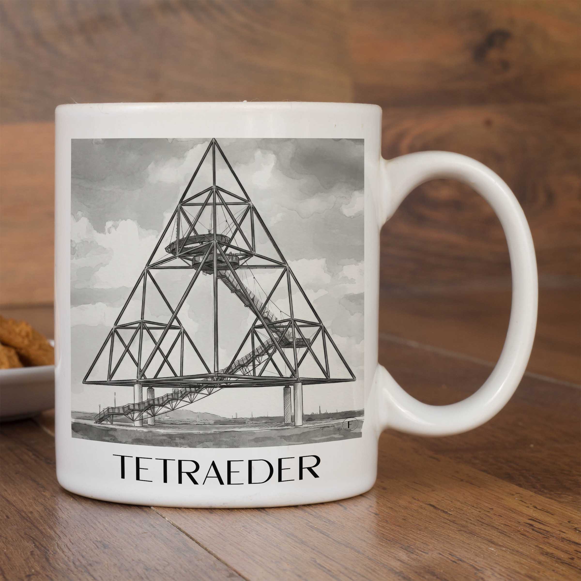 tetraeder-bottrop-deutschland-kaffeebecher-aquarell-schwarz-weiss
