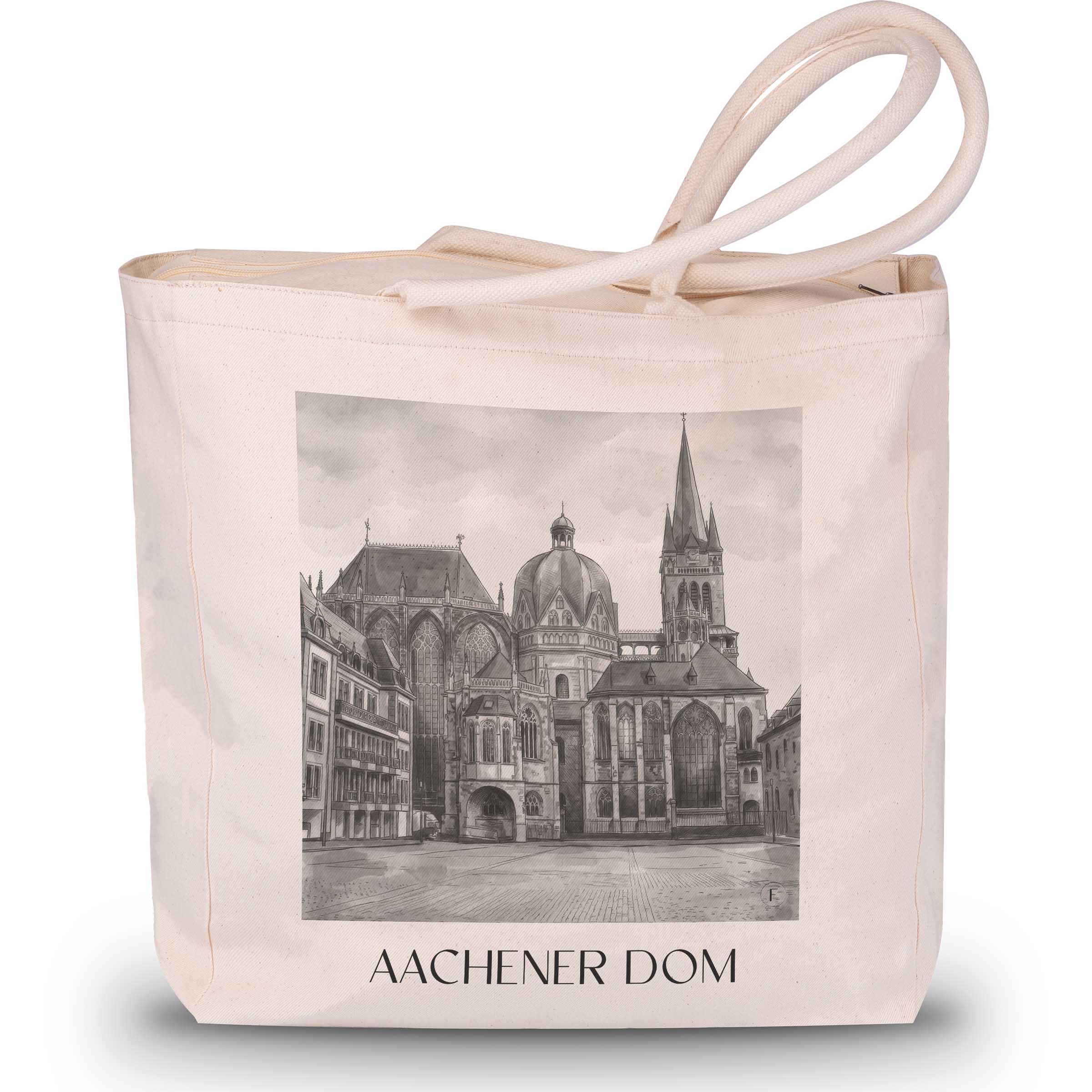 aachener-dom-rheinland-deutschland-einkaufstasche-aquarell-schwarz-weiss