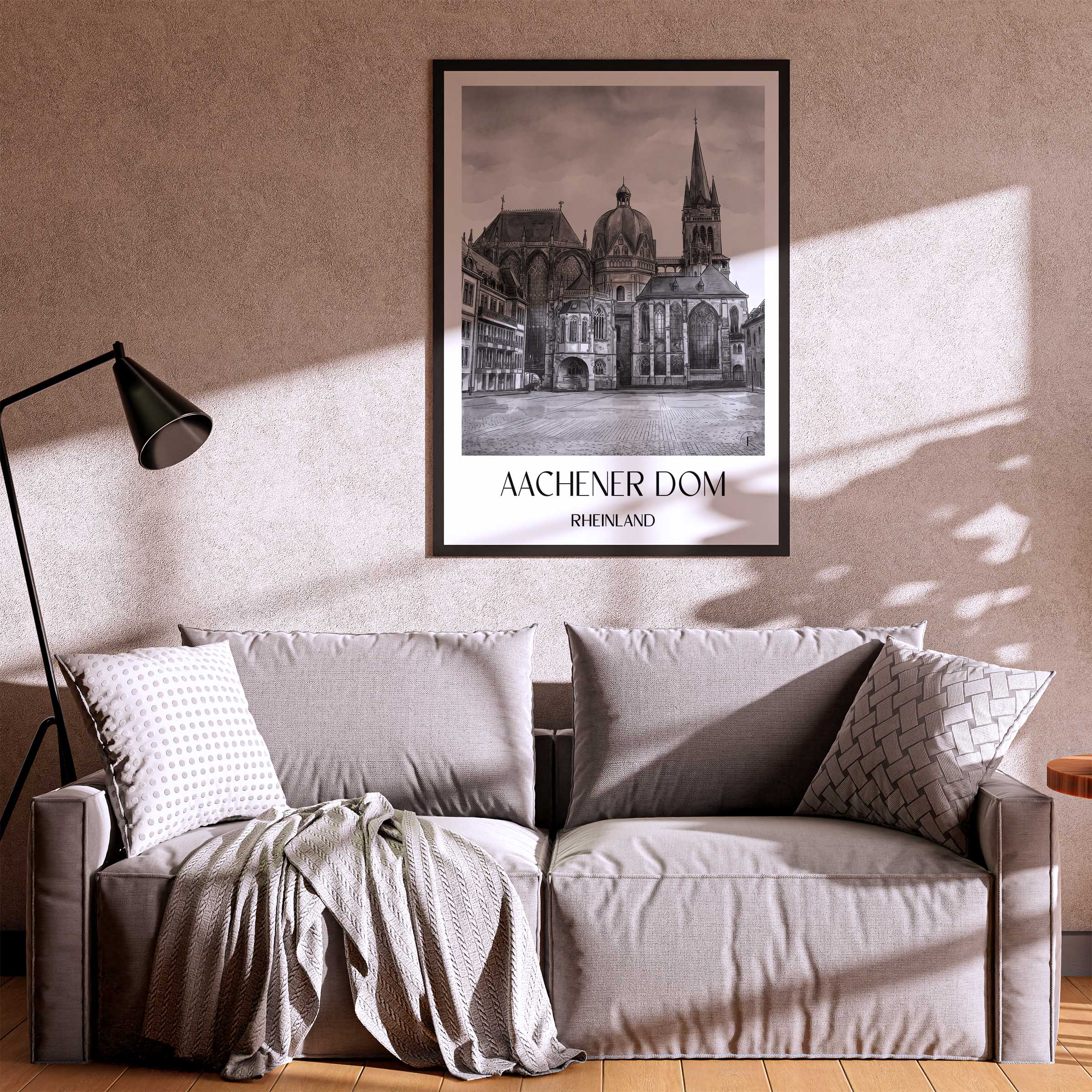 aachener-dom-rheinland-deutschland-poster-aquarell-schwarz-weiss