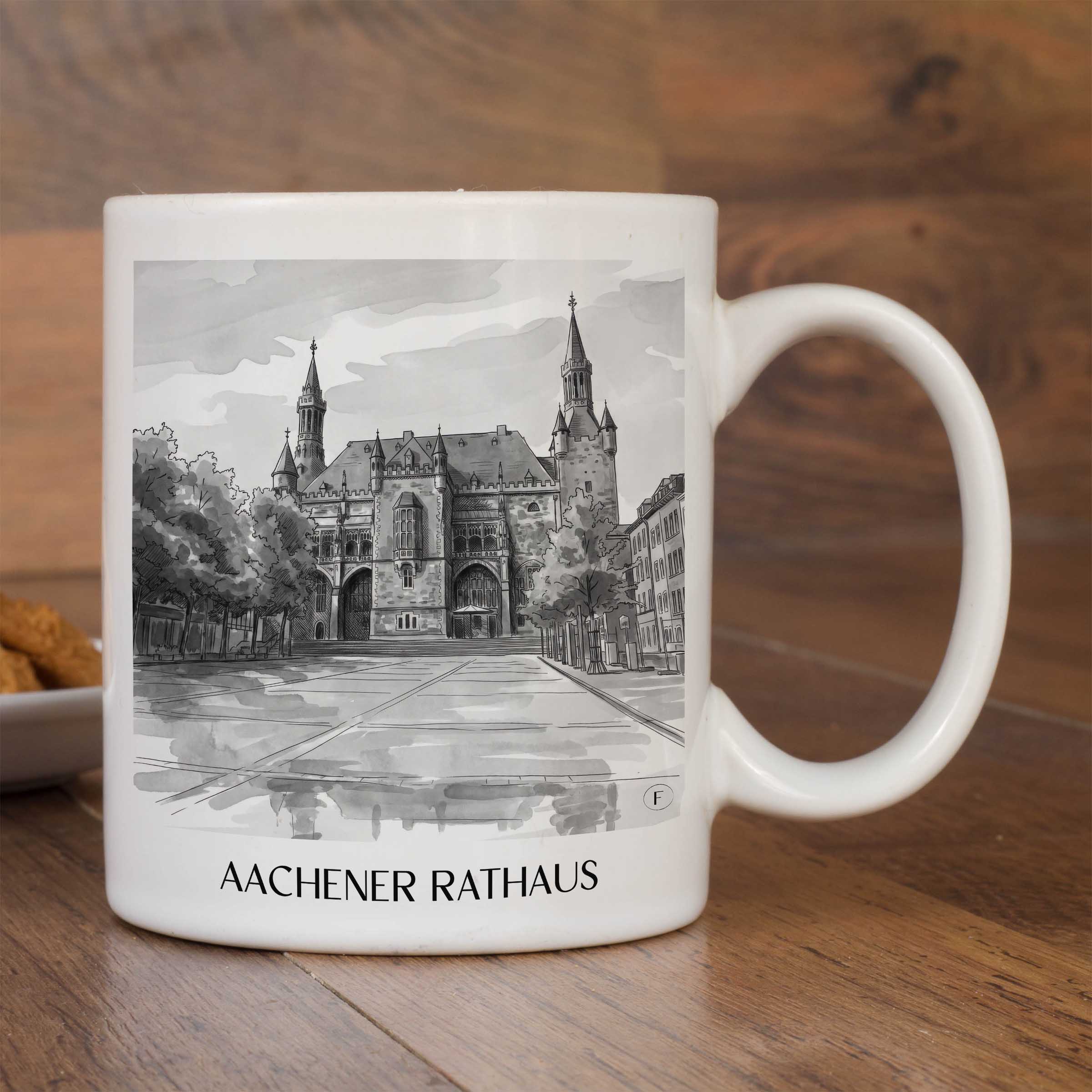 rathaus--aachen-deutschland-kaffeebecher-aquarell-schwarz-weiss