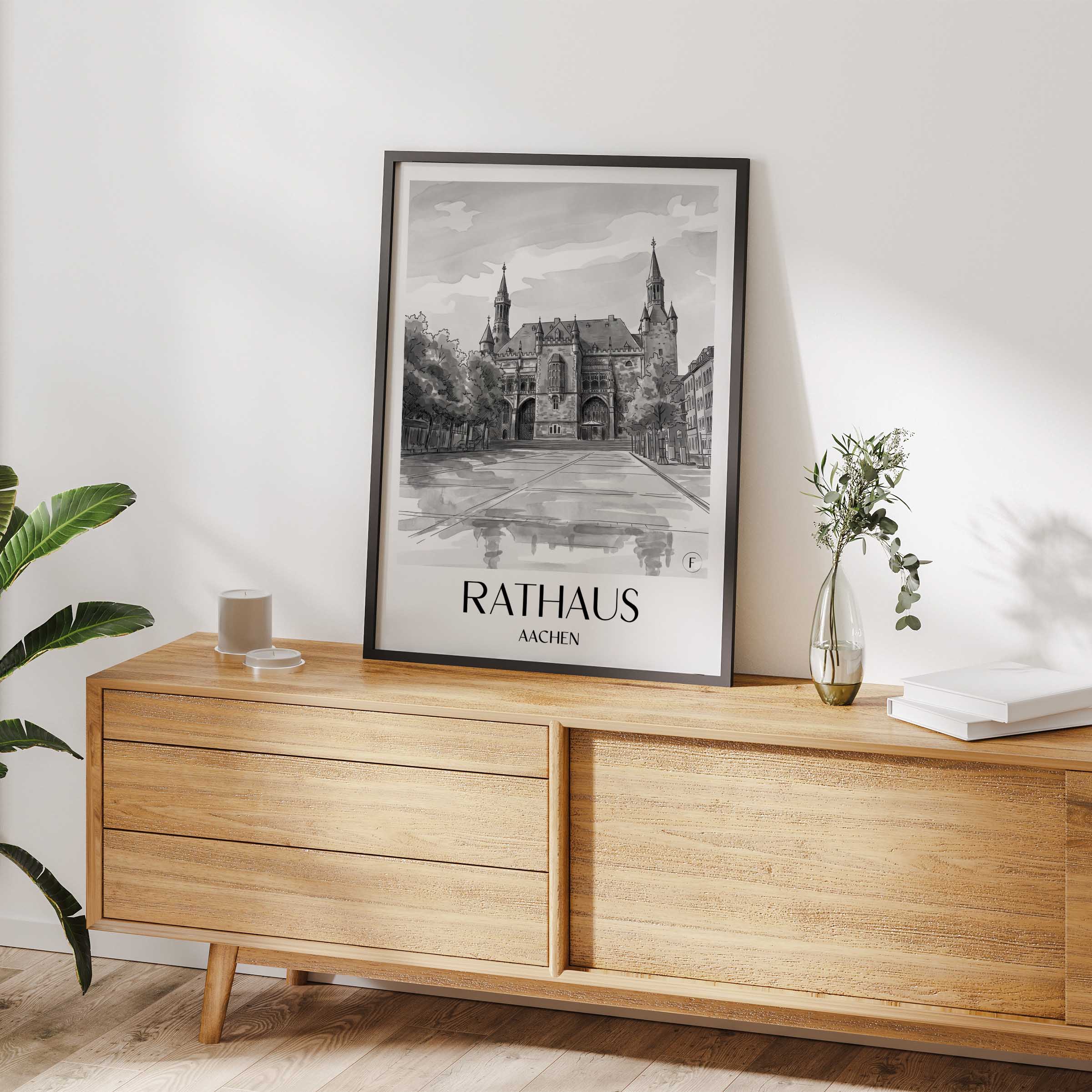 rathaus--aachen-deutschland-poster-aquarell-schwarz-weiss