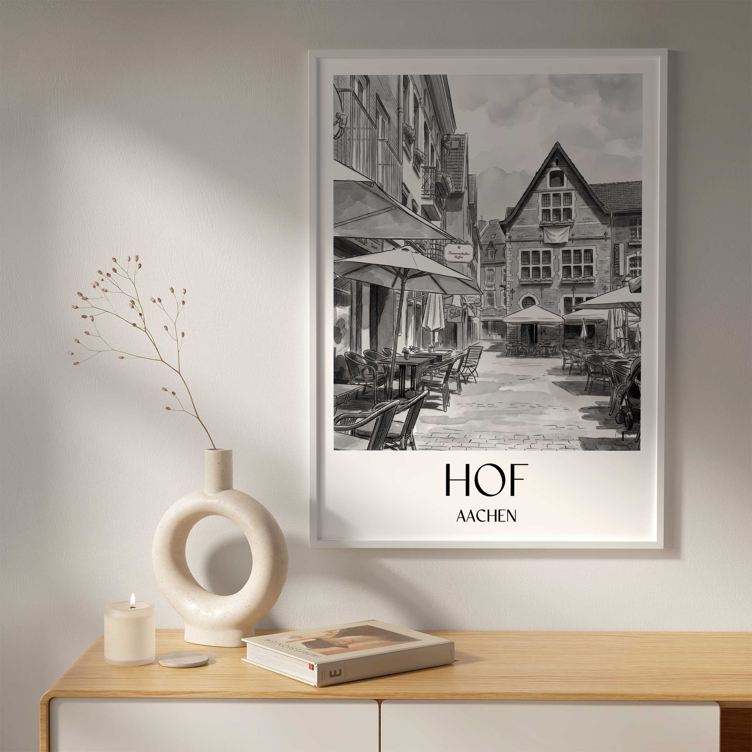 hof-aachen-deutschland-poster-aquarell-schwarz-weiss