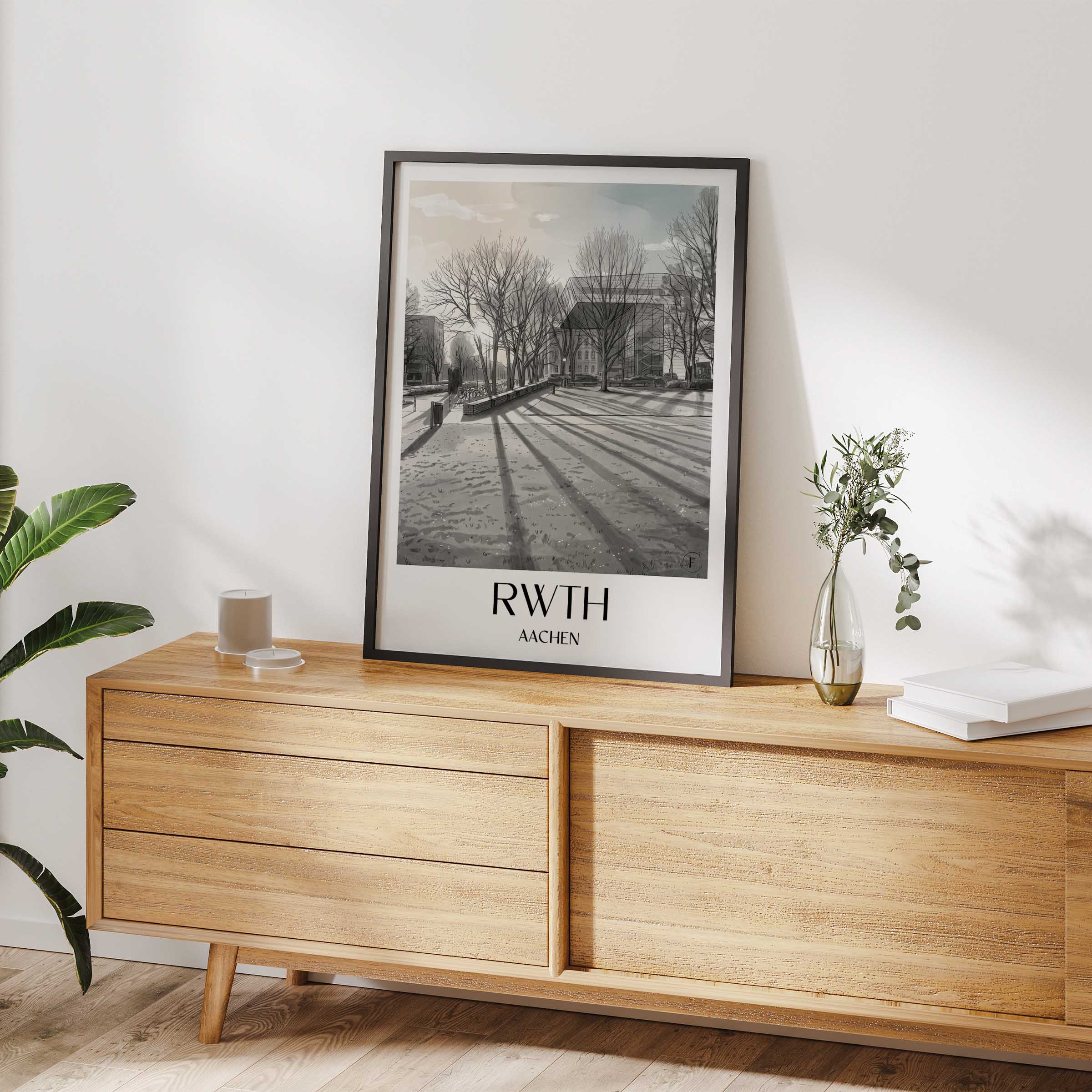 rwth-aachen-deutschland-poster-aquarell-schwarz-weiss