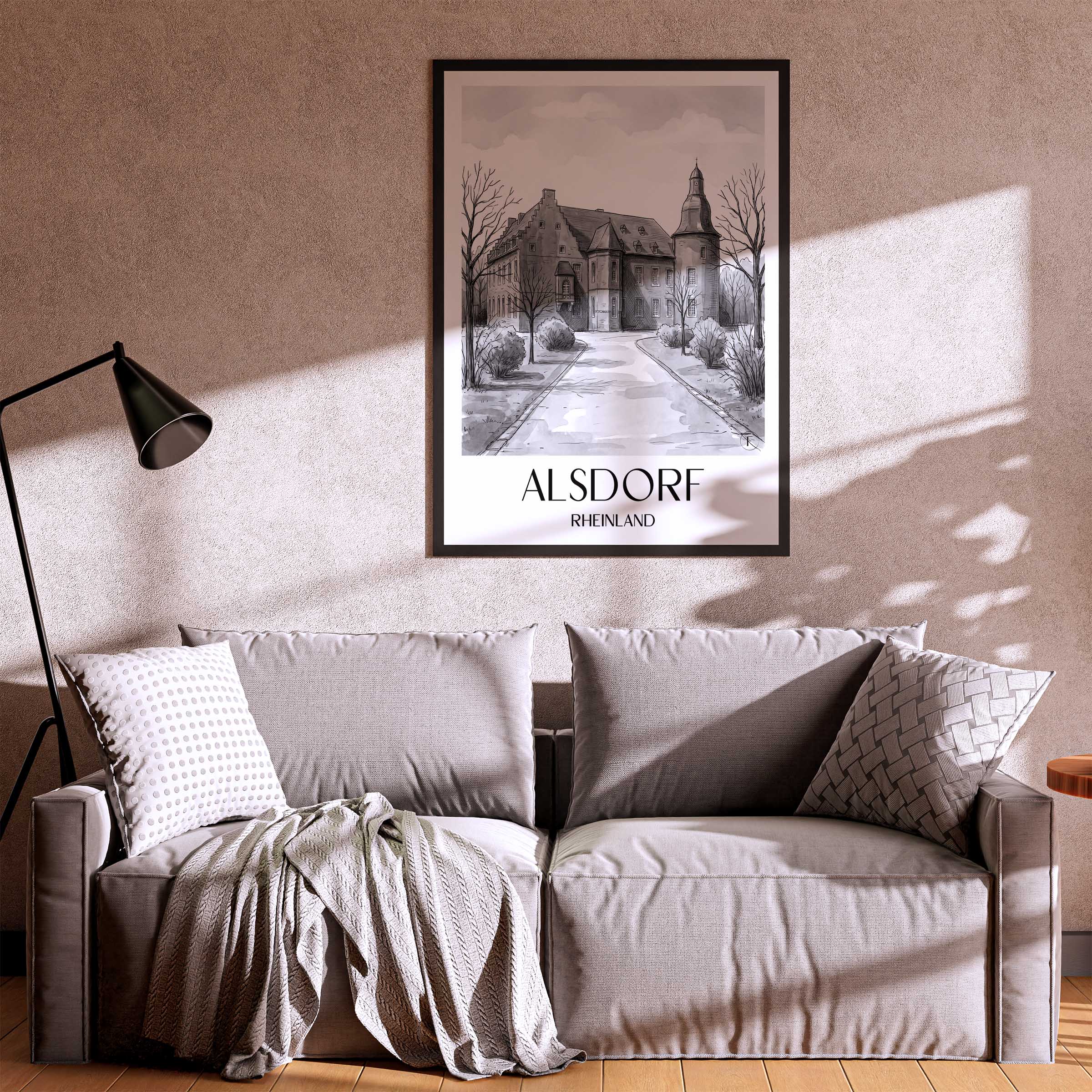 alsdorf-rheinland-deutschland-poster-aquarell-schwarz-weiss