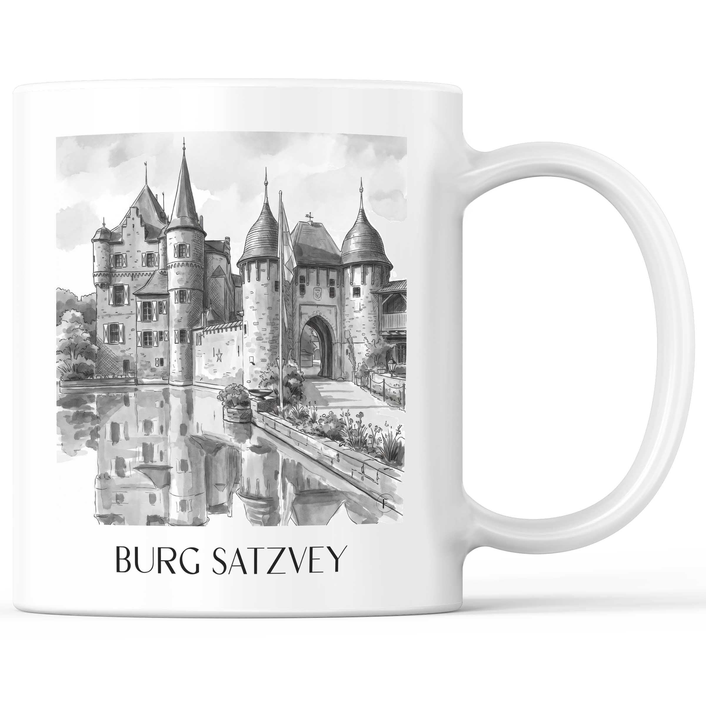 burg-satzvey-eifel-deutschland-kaffeebecher-aquarell-schwarz-weiss