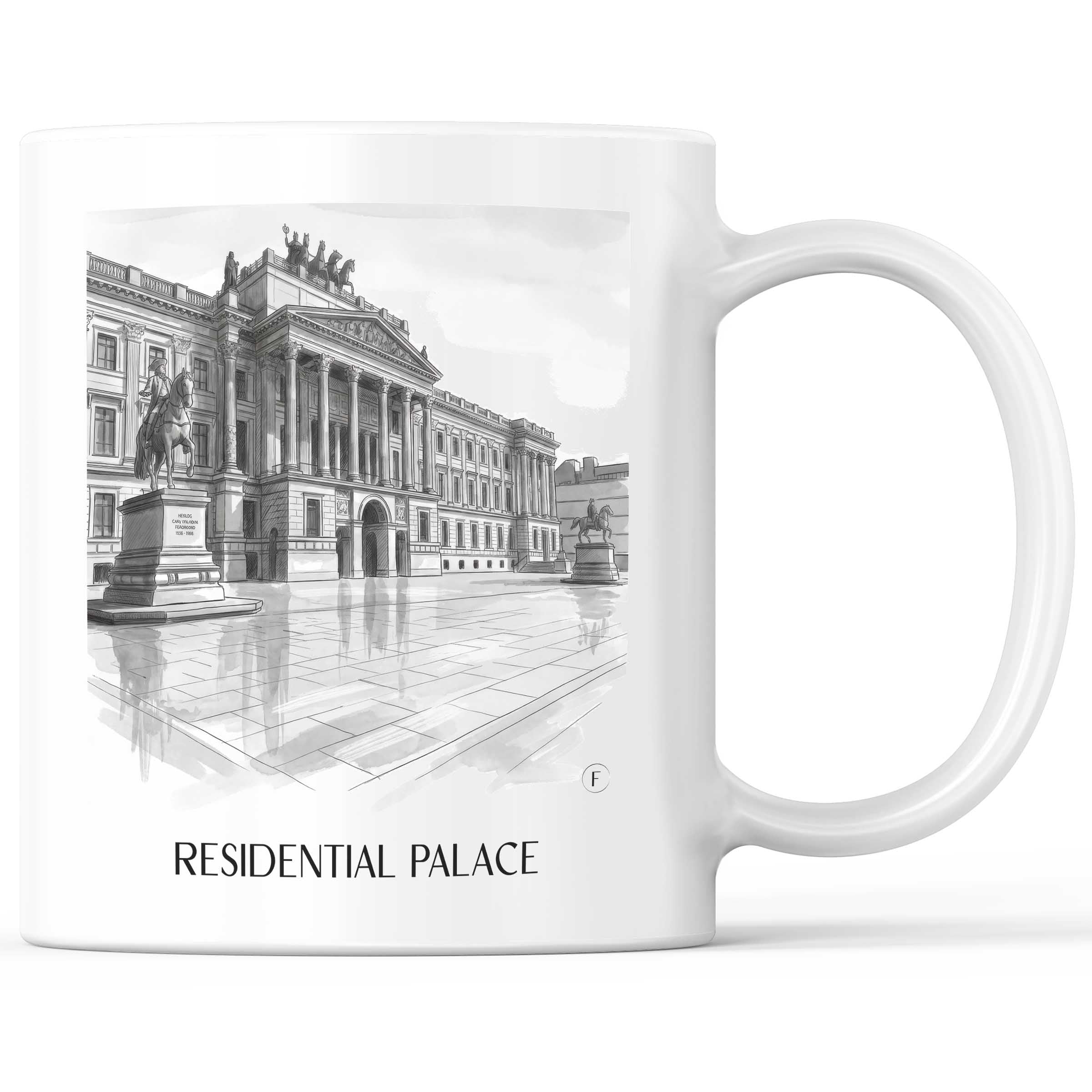 Residenzschloss Kaffeebecher - Braunschweig - Deutschland Becher - Kaffeetasse im Aquarell Schwarz-Weiß Stil