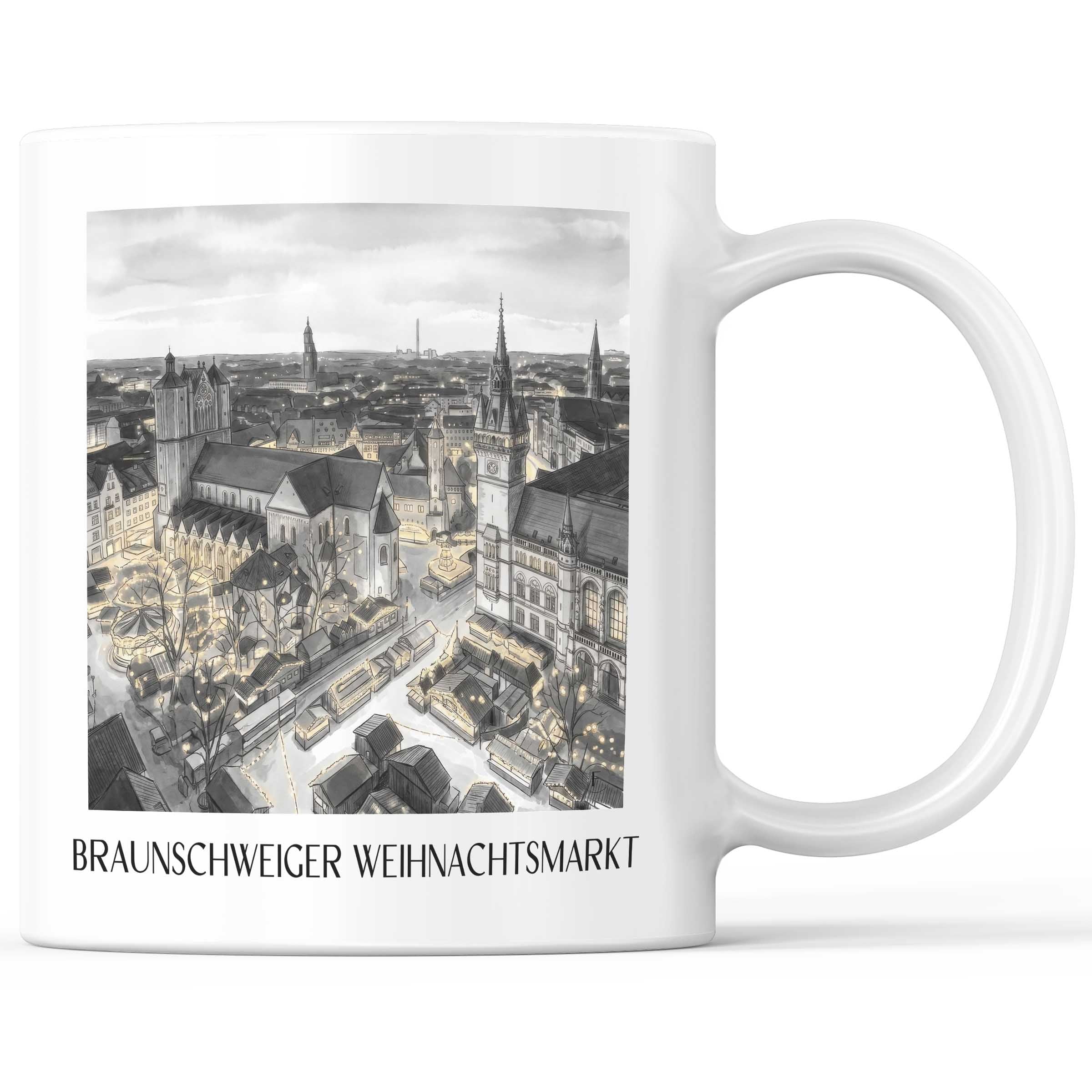 weihnachtsmarkt-braunschweig-deutschland-kaffeebecher-aquarell-schwarz-weiss