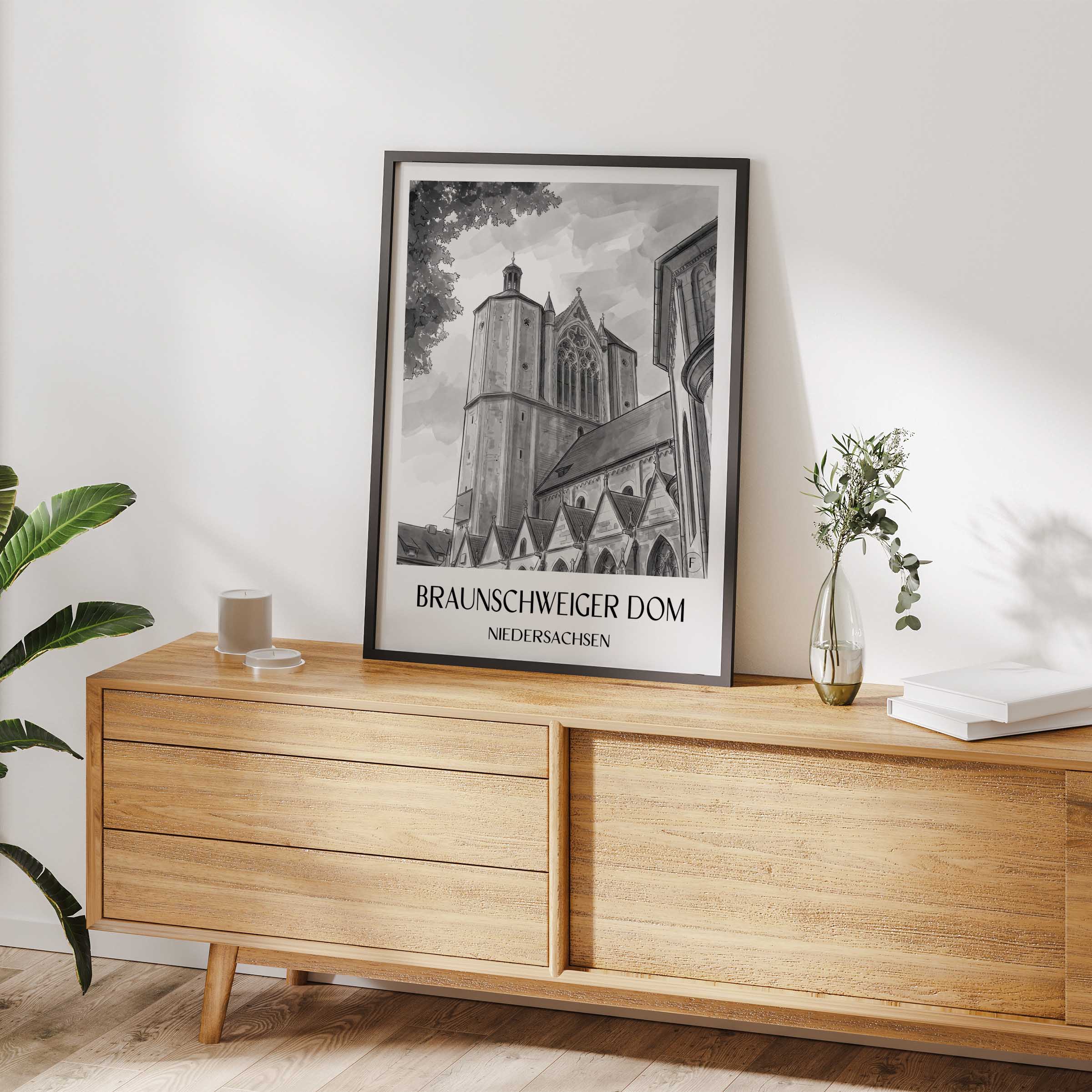 braunschweiger-dom-niedersachsen-deutschland-poster-aquarell-schwarz-weiss