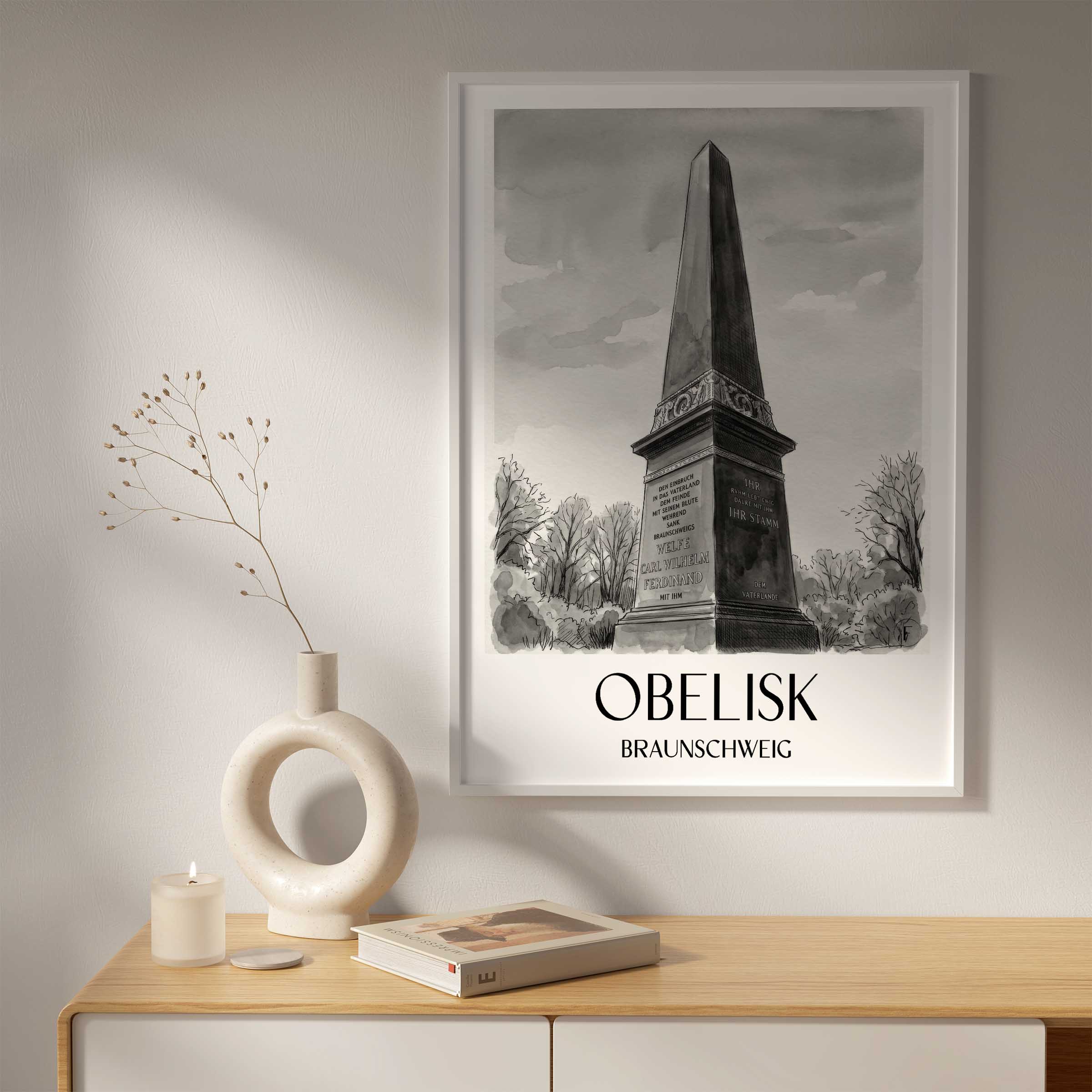 obelisk-braunschweig-deutschland-poster-aquarell-schwarz-weiss