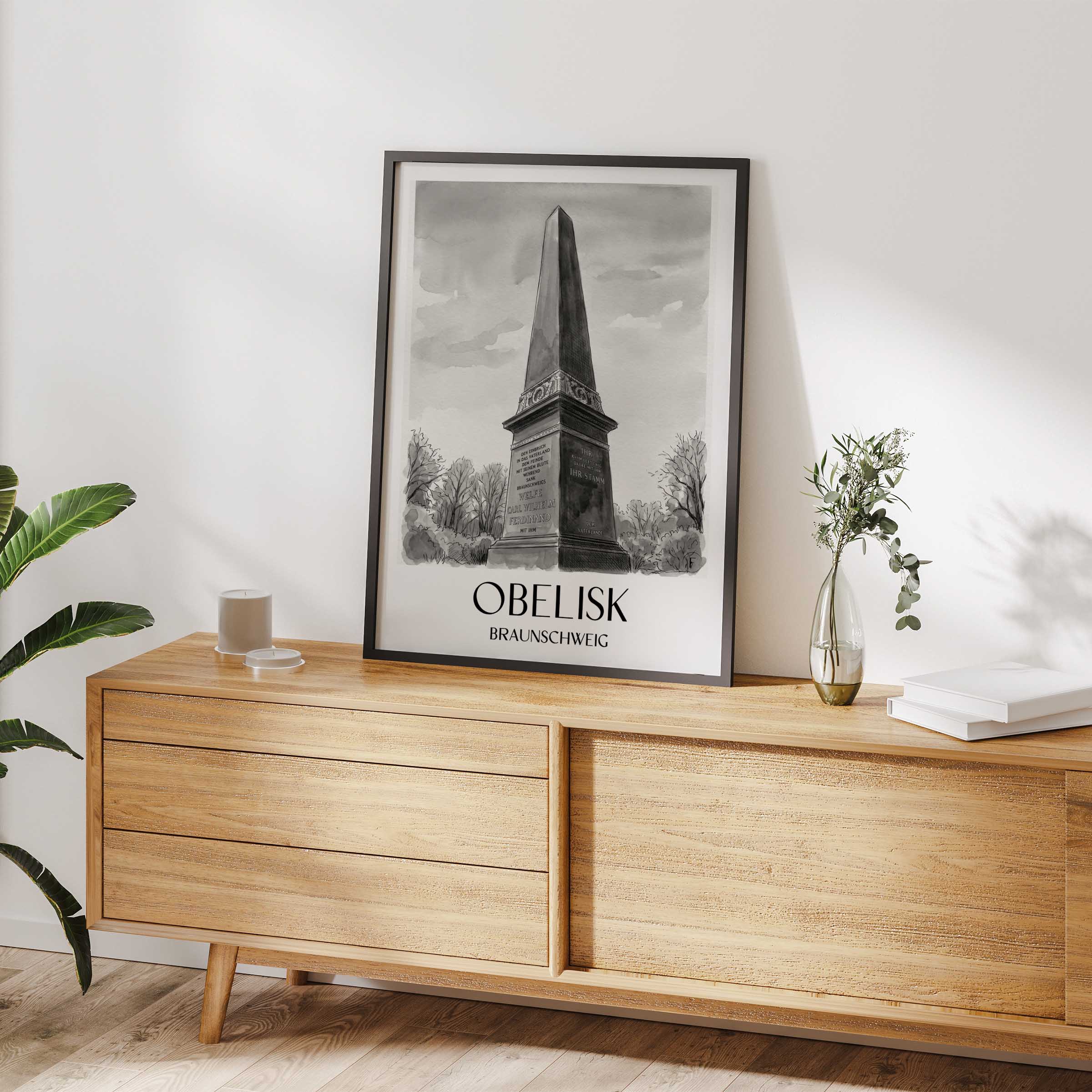 obelisk-braunschweig-deutschland-poster-aquarell-schwarz-weiss