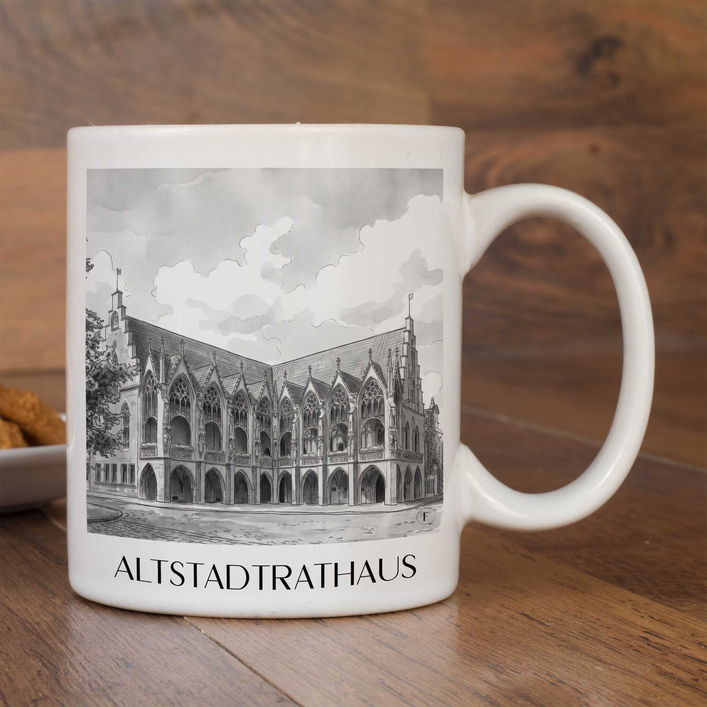 altstadtrathaus-braunschweig-deutschland-kaffeebecher-aquarell-schwarz-weiss