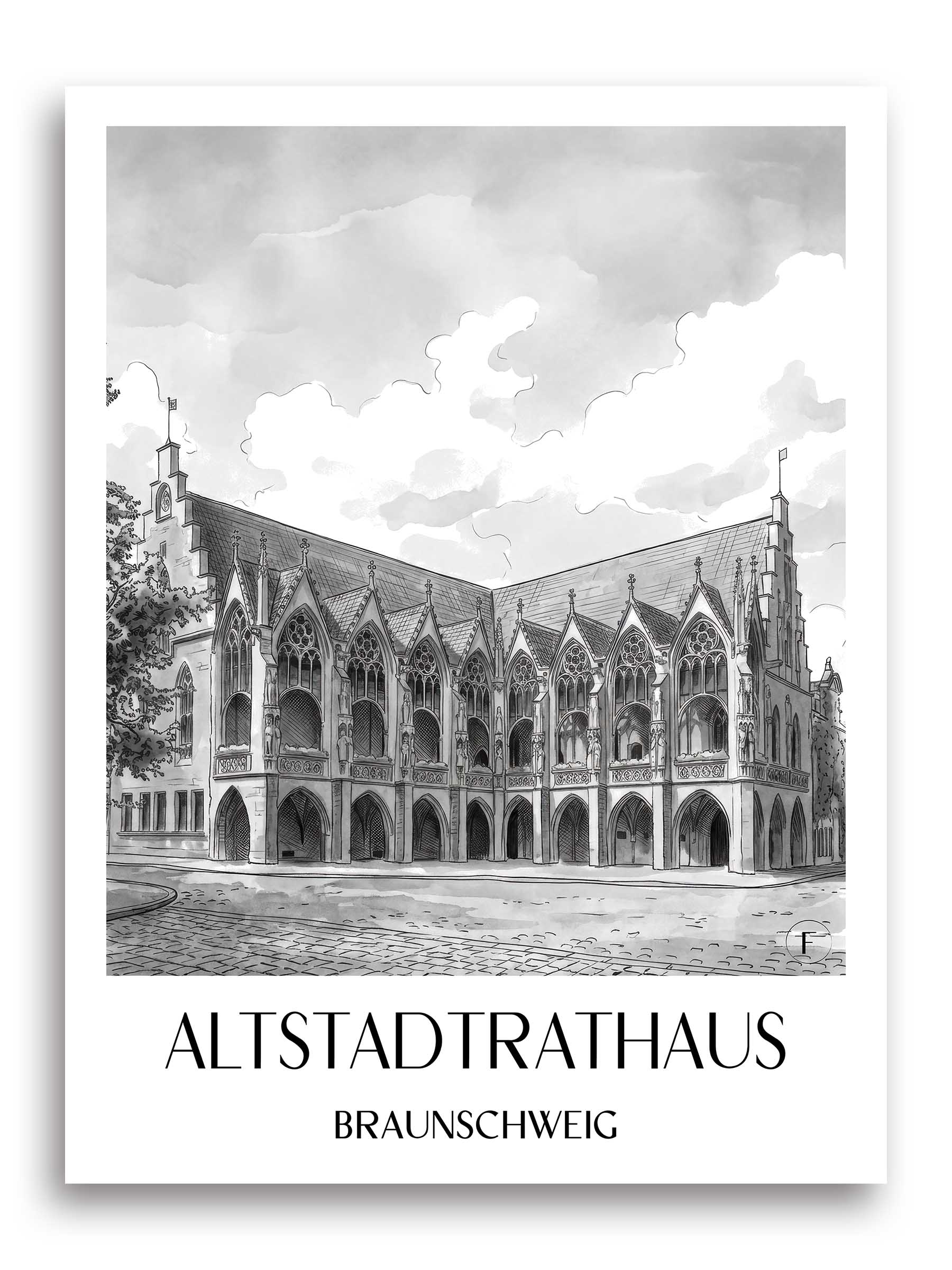 altstadtrathaus-braunschweig-deutschland-poster-aquarell-schwarz-weiss