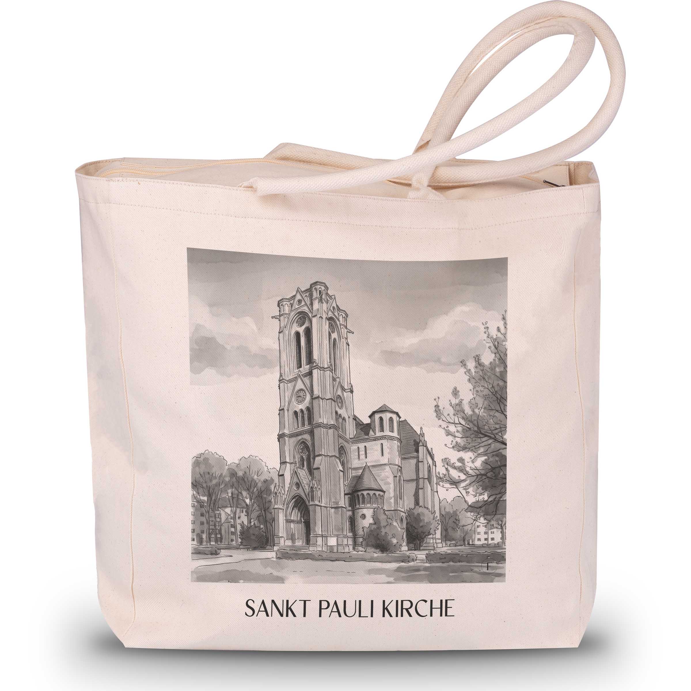 sankt-pauli-kirche-braunschweig-deutschland-einkaufstasche-aquarell-schwarz-weiss