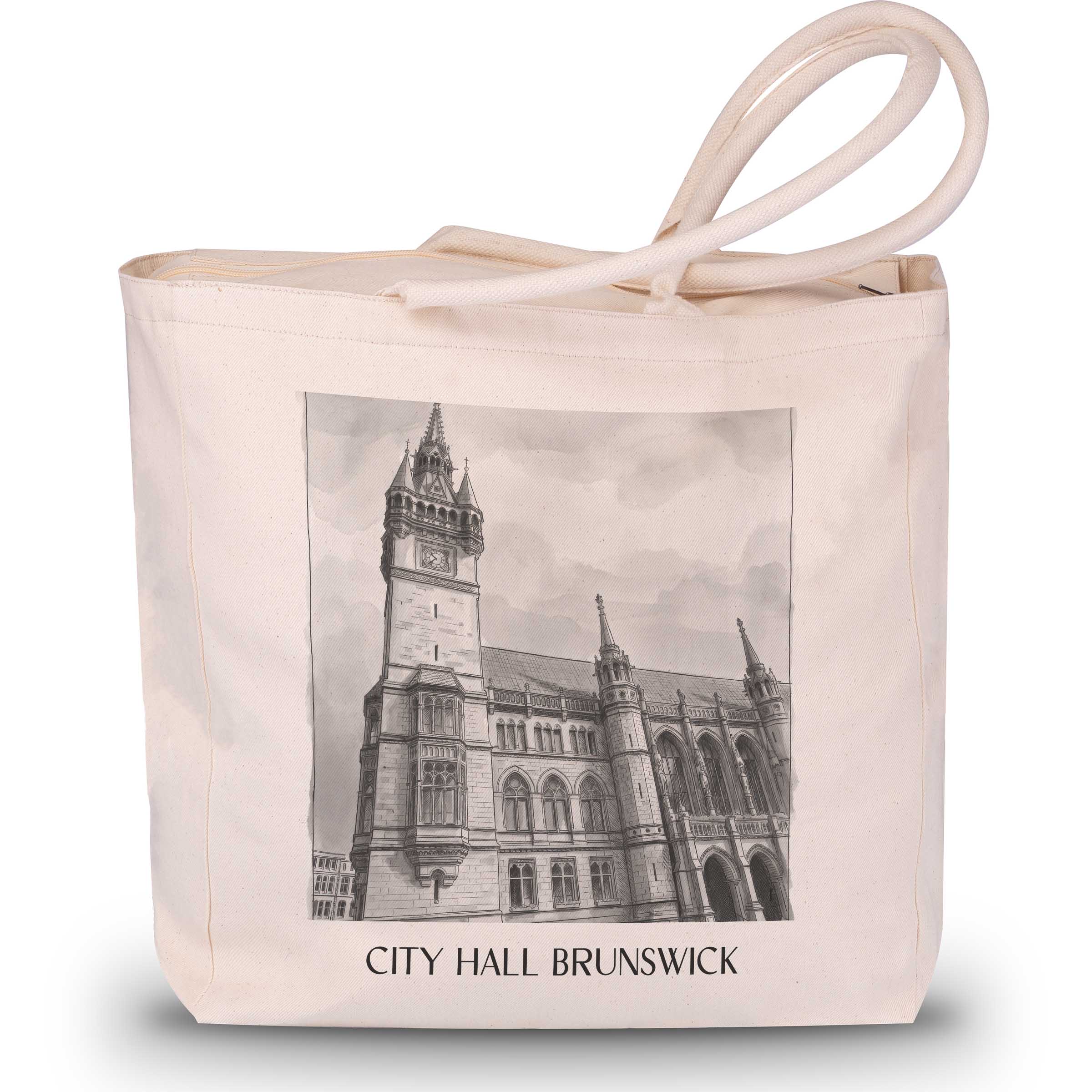 Rathaus Shopping Tasche - Braunschweig - Deutschland Tote Bag - Einkaufstasche im Aquarell Schwarz-Weiß Stil