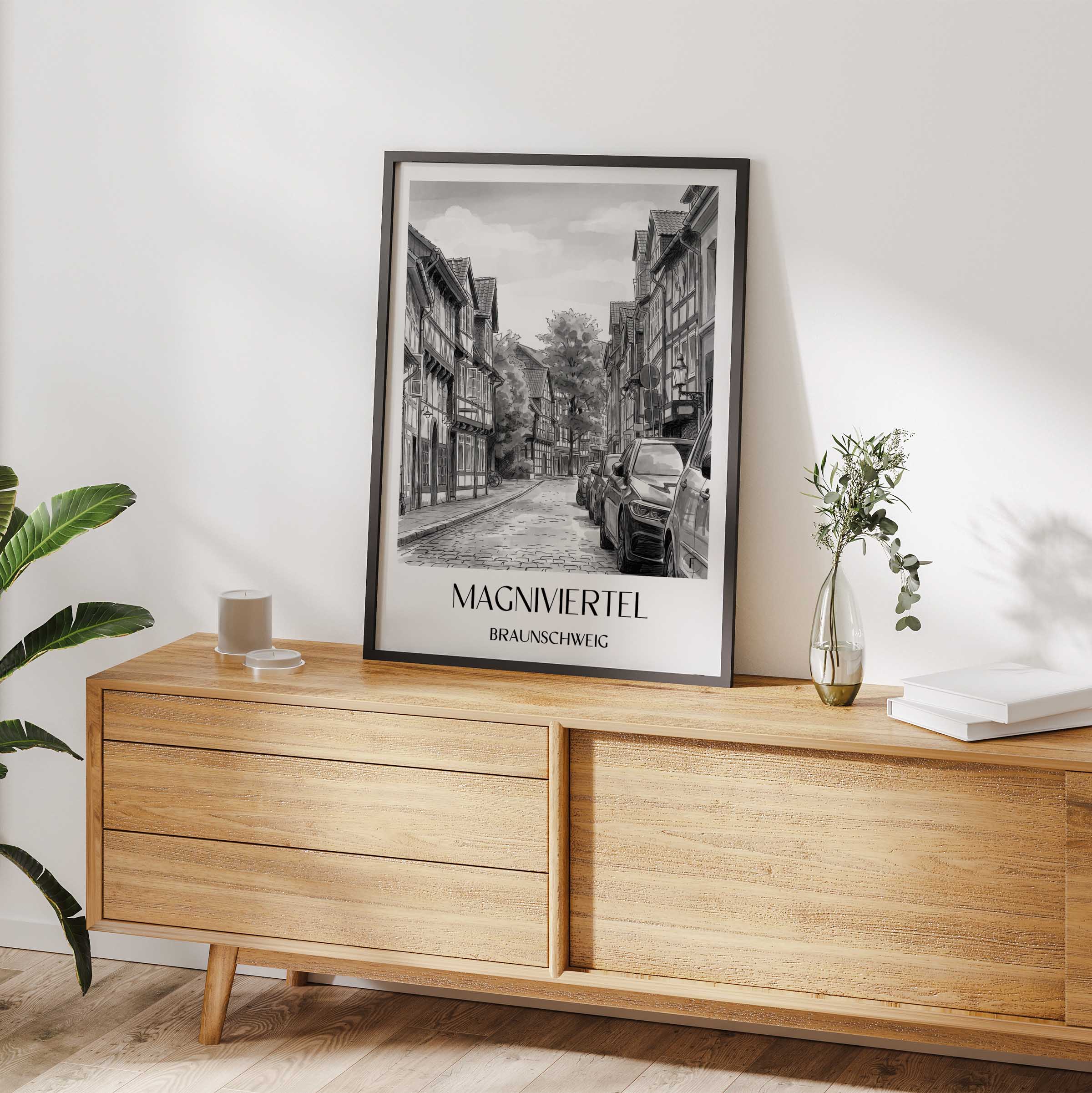 magniviertel-braunschweig-deutschland-poster-aquarell-schwarz-weiss