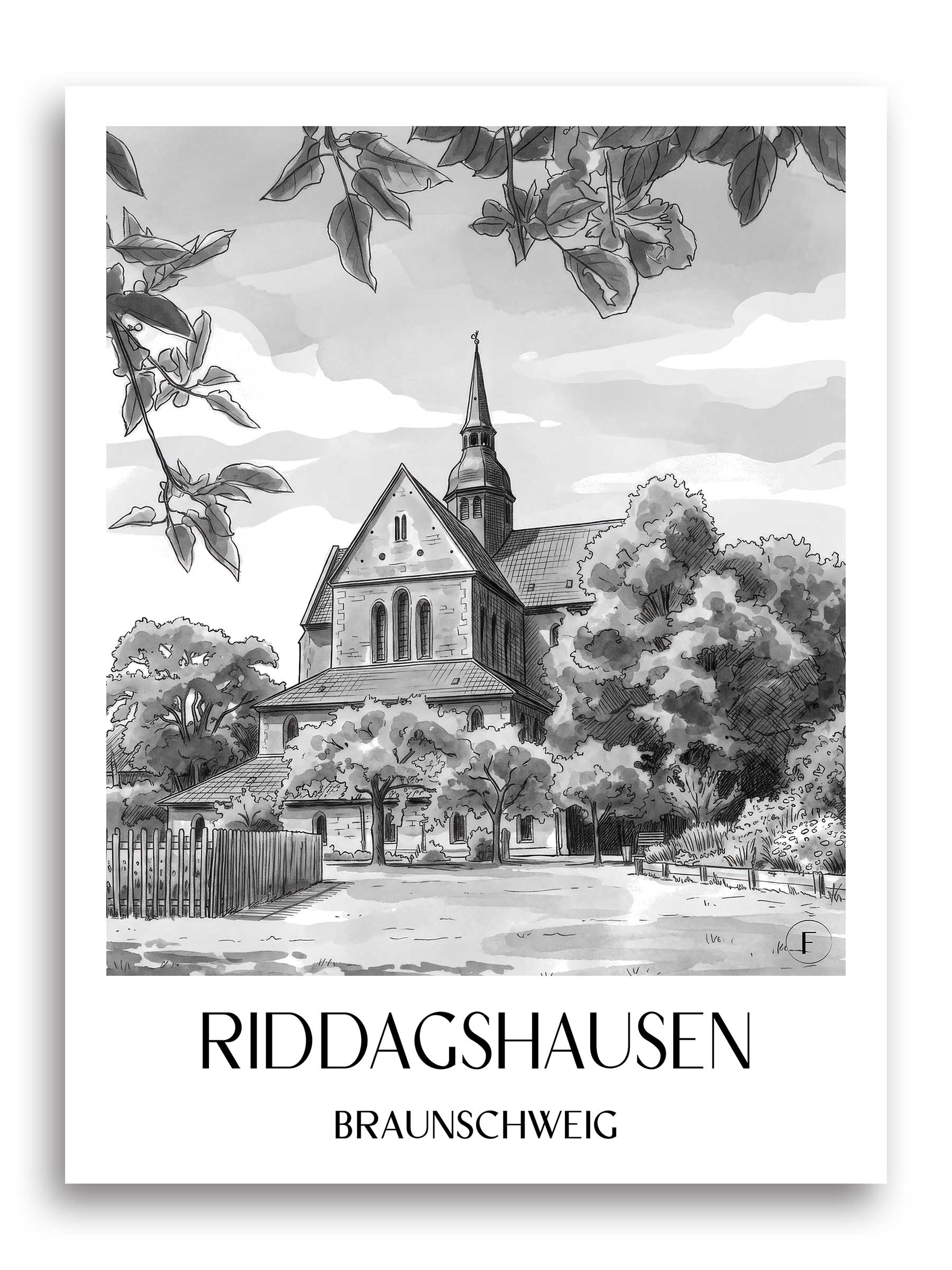 riddagshausen-braunschweig-deutschland-poster-aquarell-schwarz-weiss