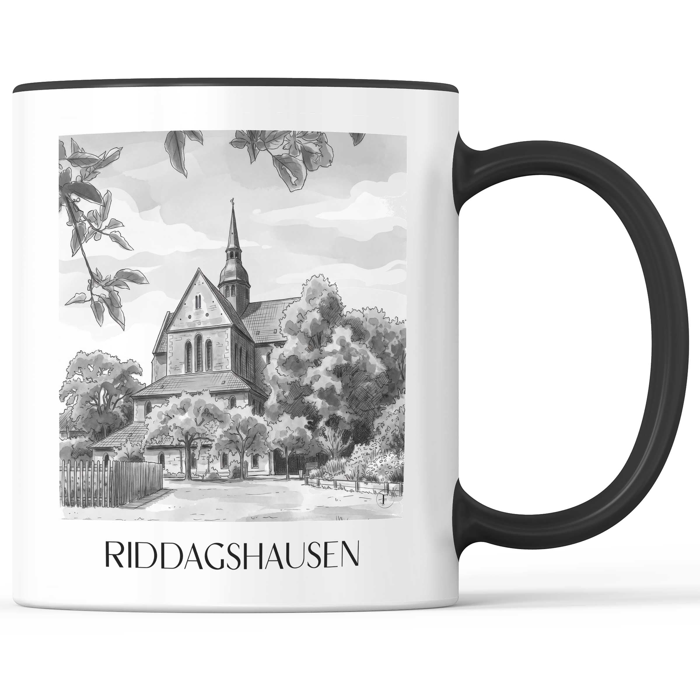 Riddagshausen Kaffeebecher - Braunschweig - Deutschland Becher - Kaffeetasse im Aquarell Schwarz-Weiß Stil