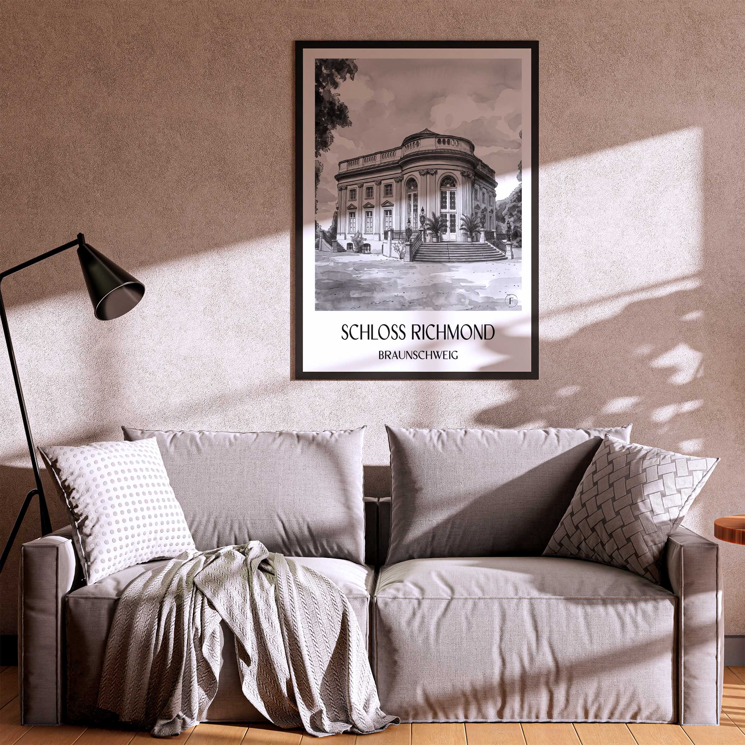 schloss-richmond-braunschweig-deutschland-poster-aquarell-schwarz-weiss