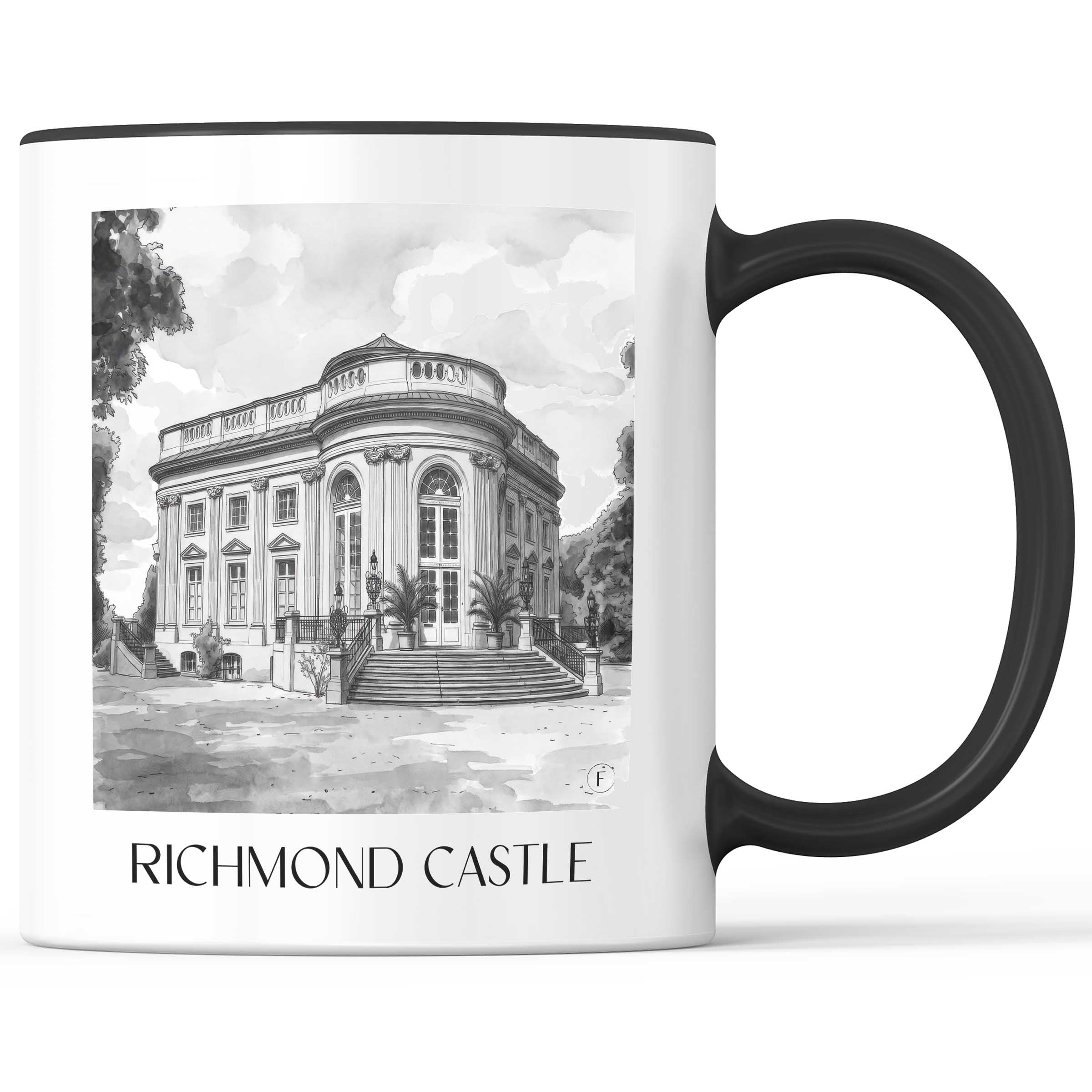 Schloss Richmond Kaffeebecher - Braunschweig - Deutschland Becher - Kaffeetasse im Aquarell Schwarz-Weiß Stil