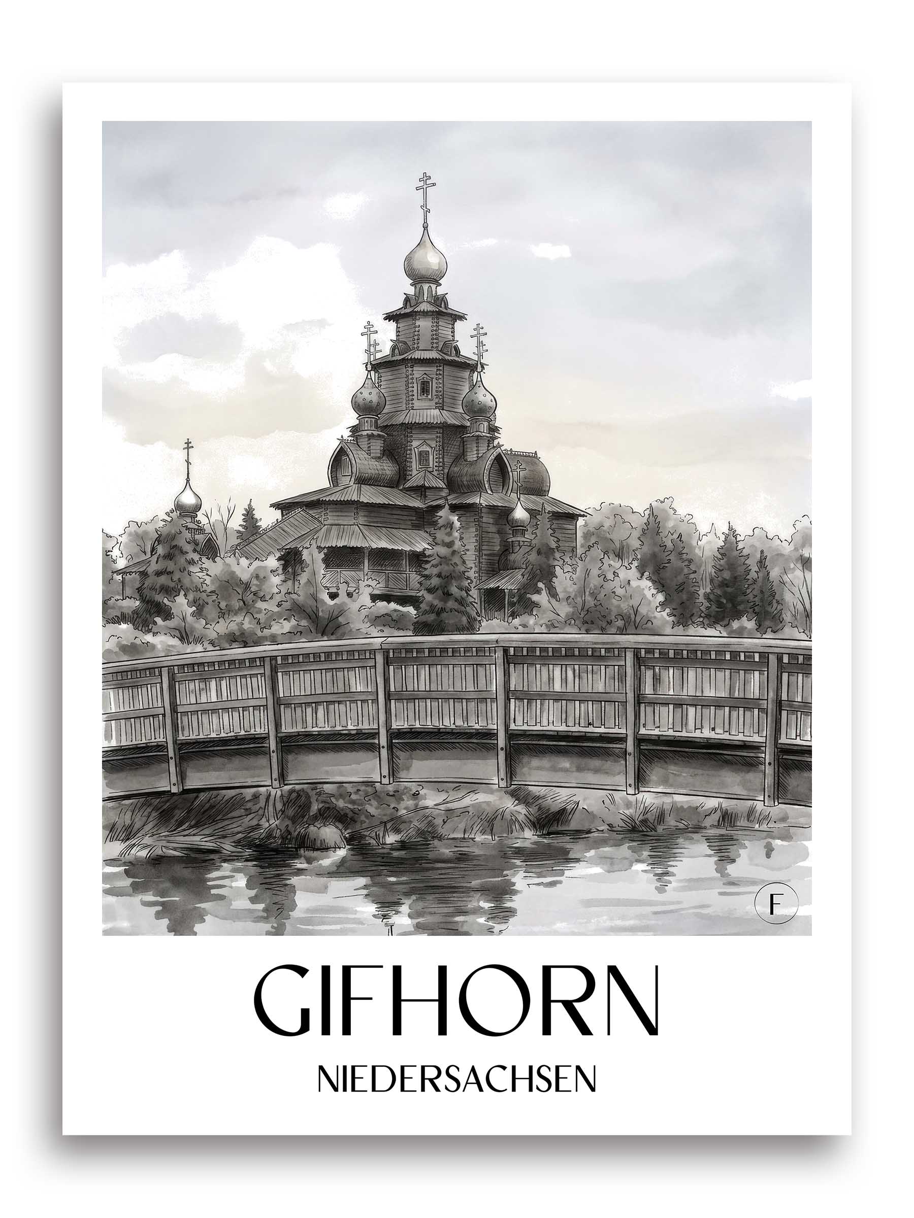 gifhorn-niedersachsen-deutschland-poster-aquarell-schwarz-weiss