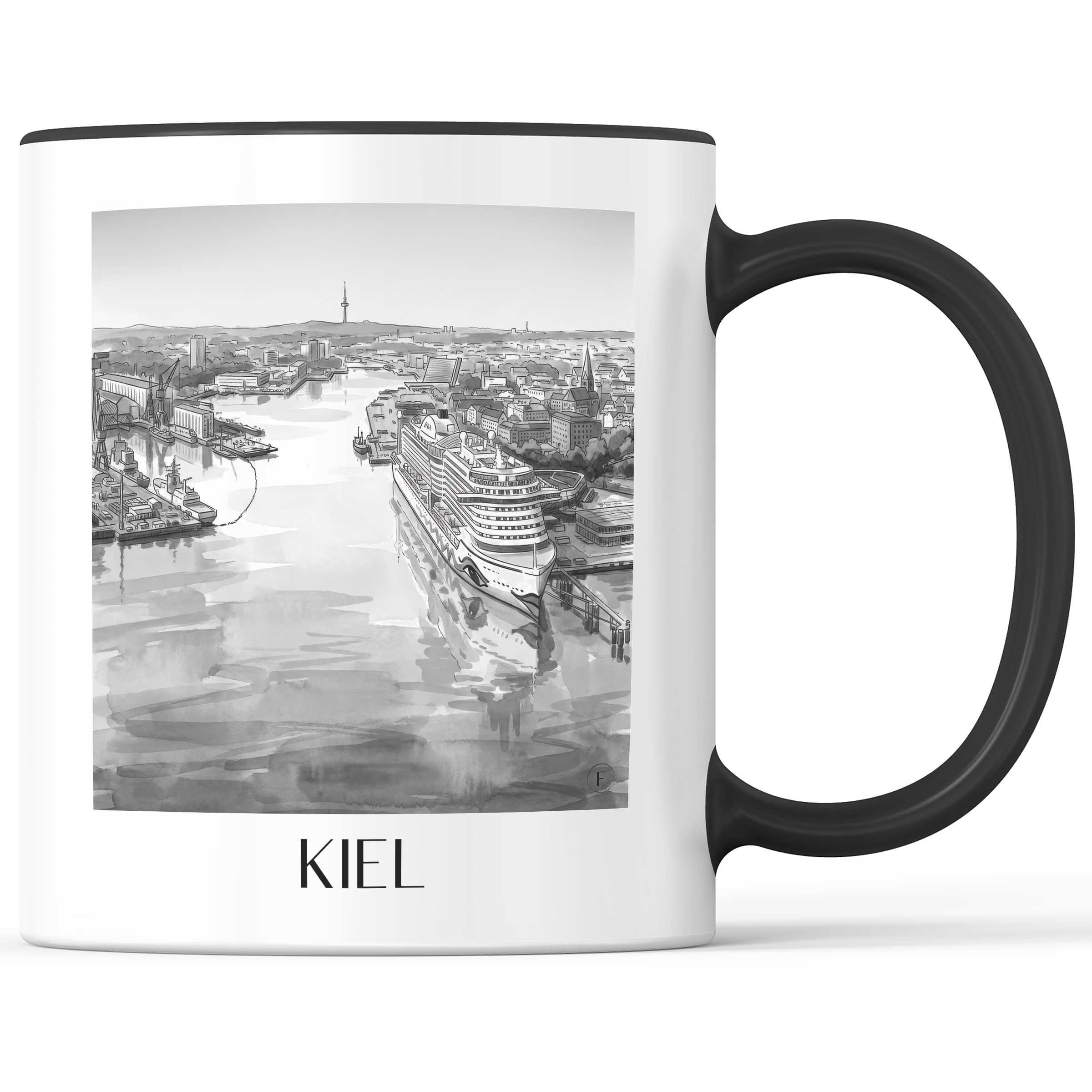kiel-schleswig-holstein-deutschland-kaffeebecher-aquarell-schwarz-weiss