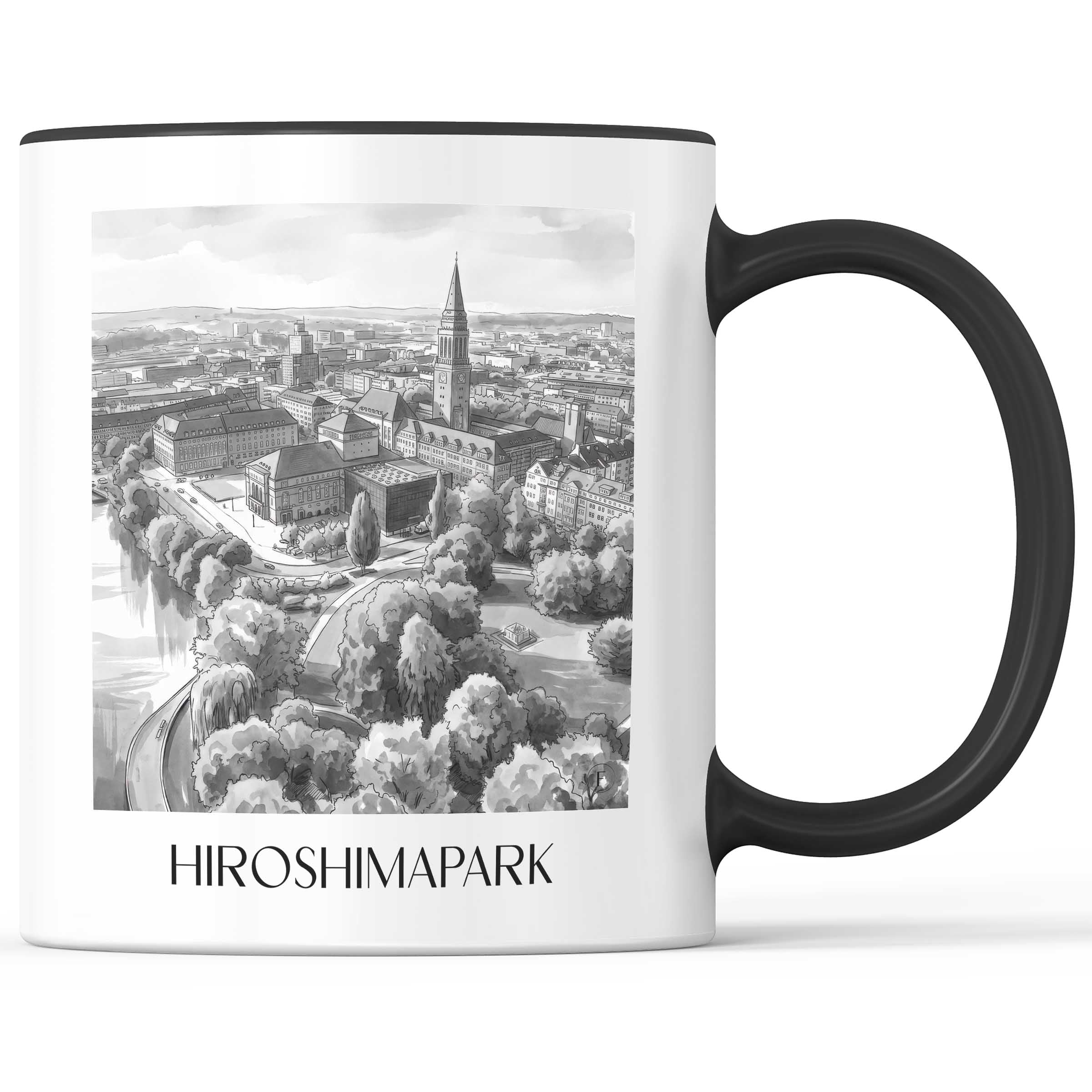hiroshimapark-kiel-deutschland-kaffeebecher-aquarell-schwarz-weiss