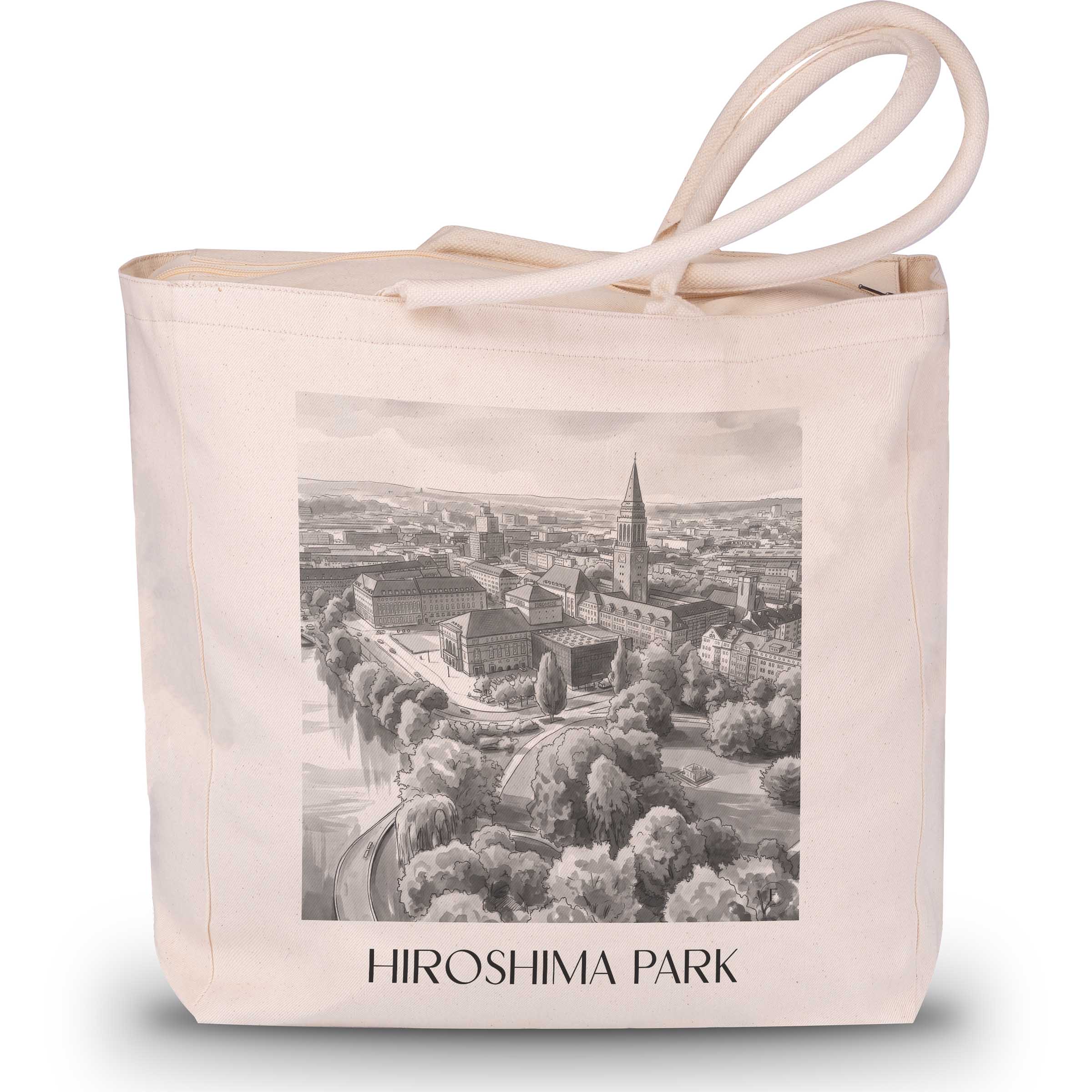 Hiroshimapark Shopping Tasche - Kiel - Deutschland Tote Bag - Einkaufstasche im Aquarell Schwarz-Weiß Stil