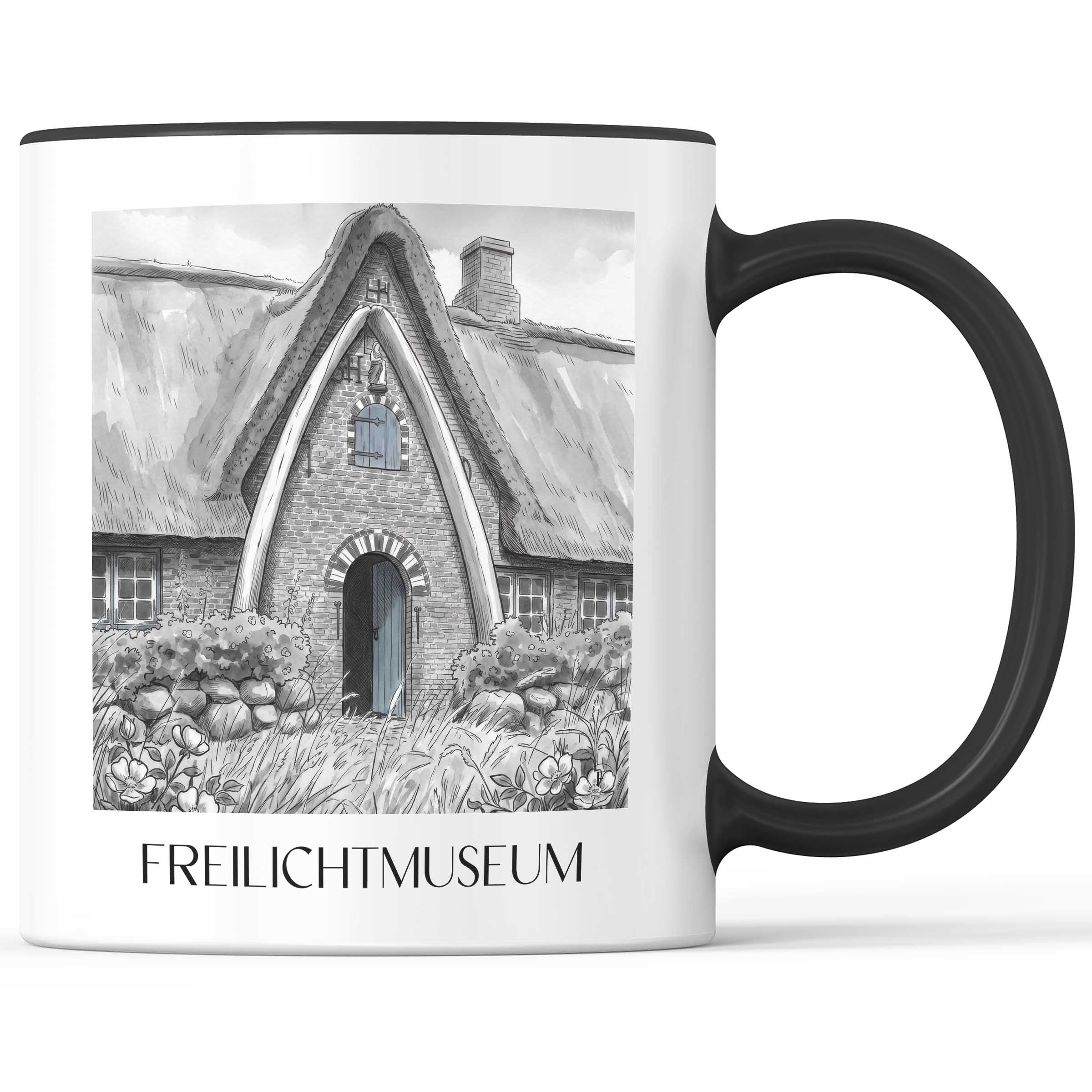 freilichtmuseum-kiel-deutschland-kaffeebecher-aquarell-schwarz-weiss