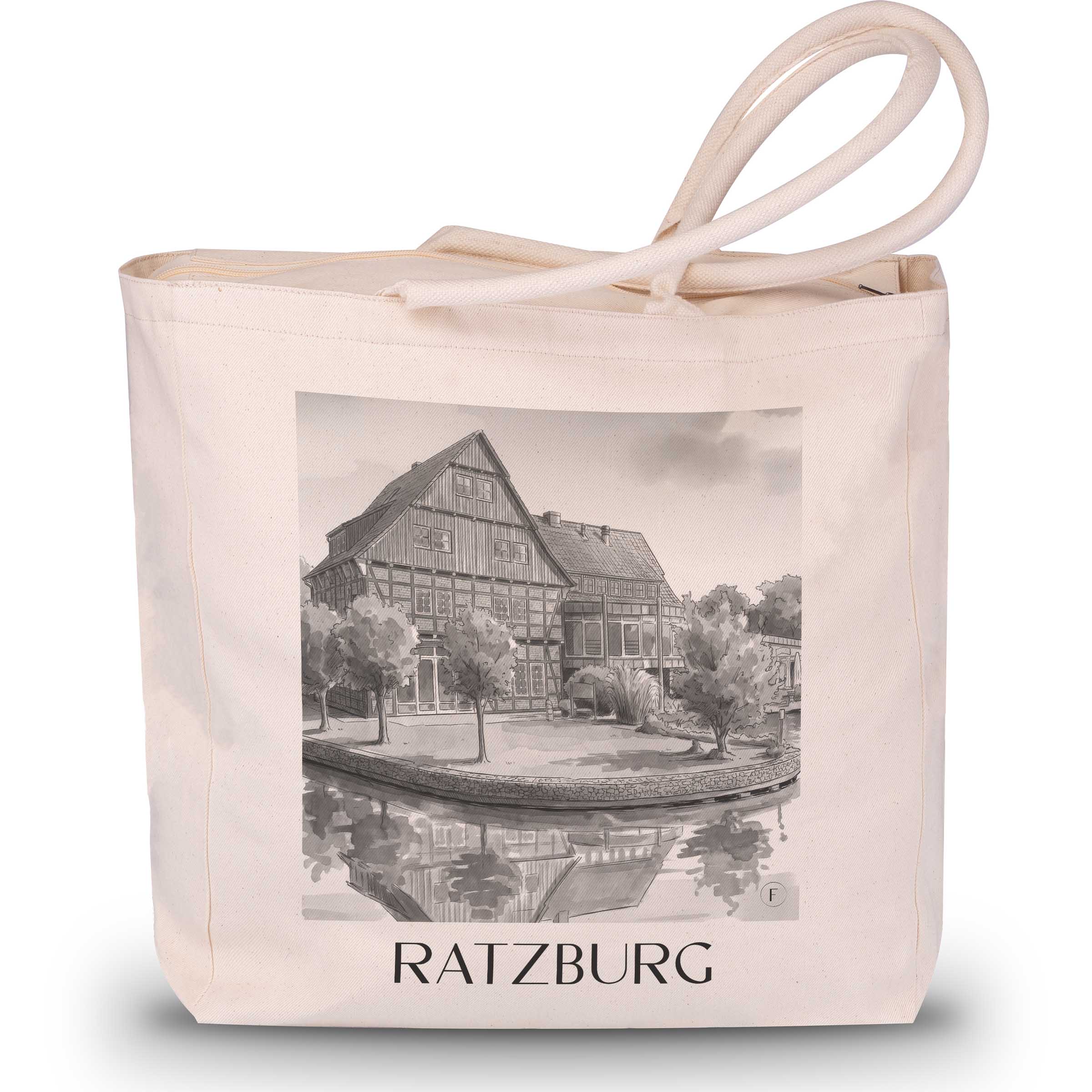 ratzburg-schleswig-holstein-deutschland-einkaufstasche-aquarell-schwarz-weiss