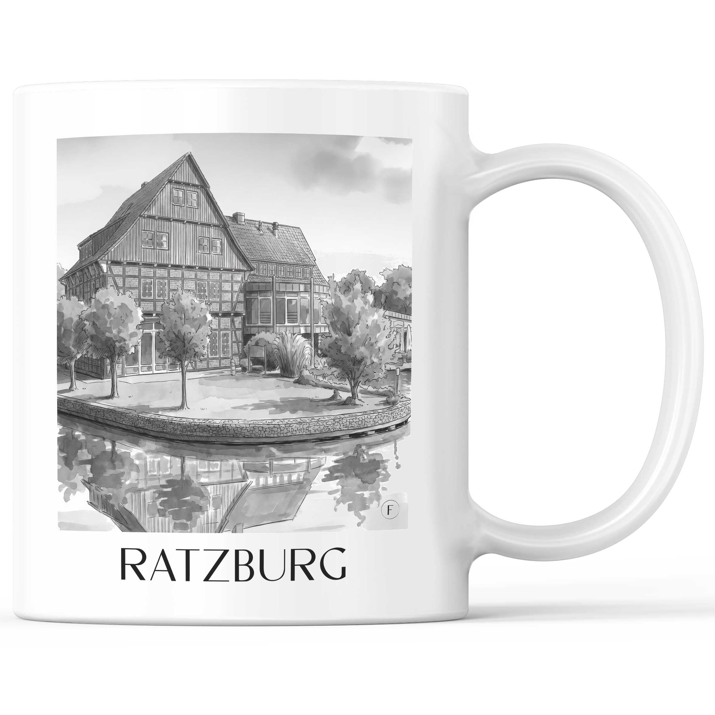 ratzburg-schleswig-holstein-deutschland-kaffeebecher-aquarell-schwarz-weiss