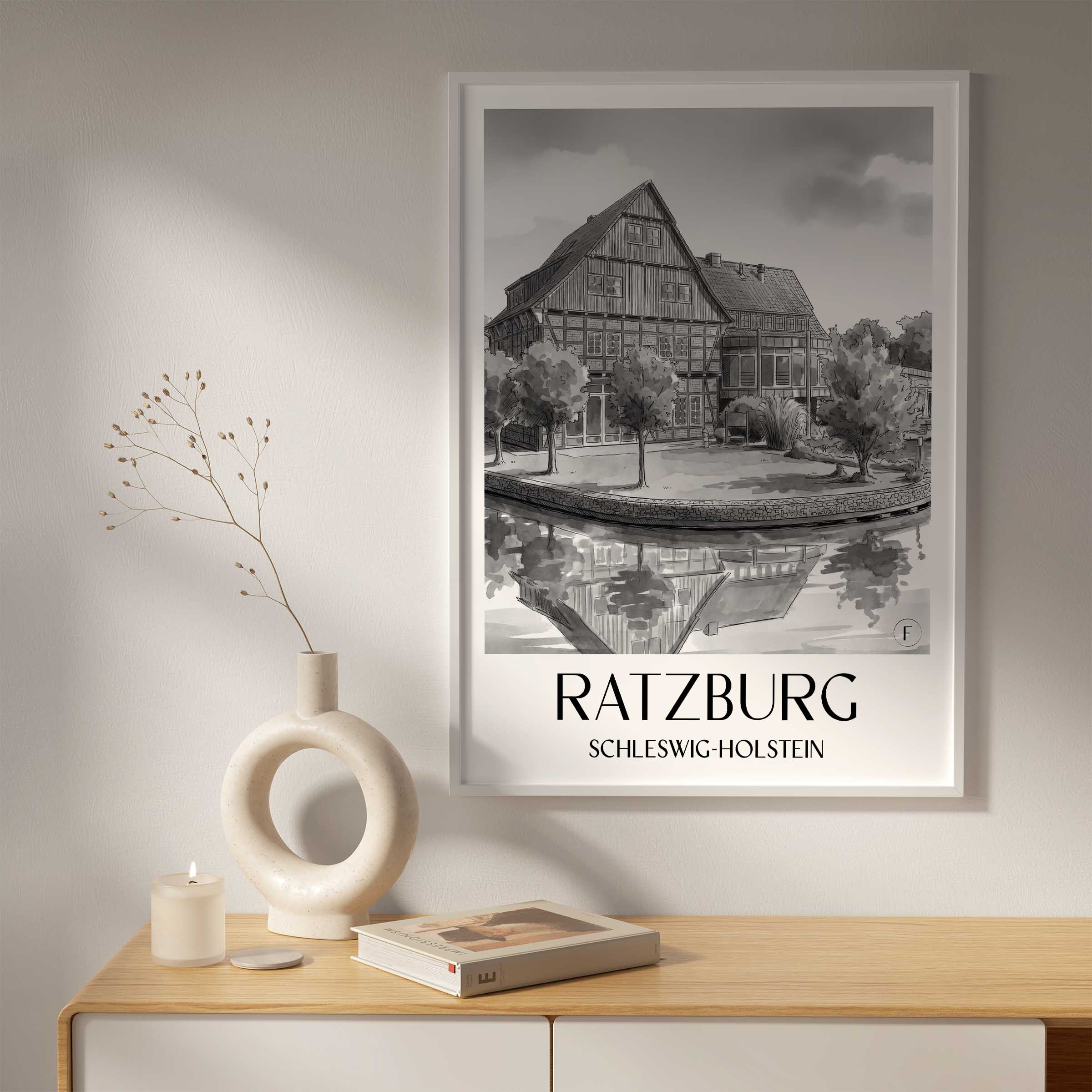 ratzburg-schleswig-holstein-deutschland-poster-aquarell-schwarz-weiss