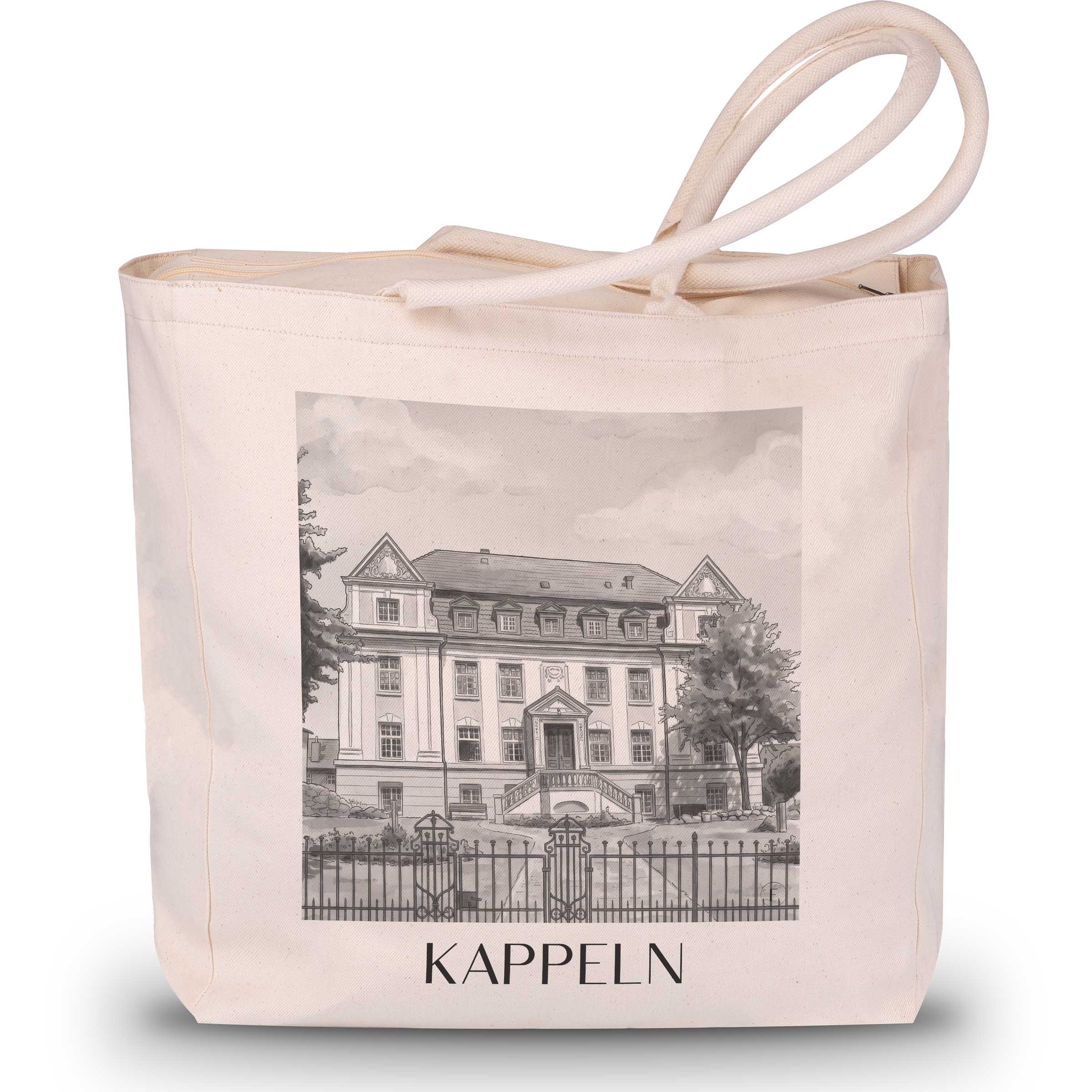 kappeln-schleswig-deutschland-einkaufstasche-aquarell-schwarz-weiss