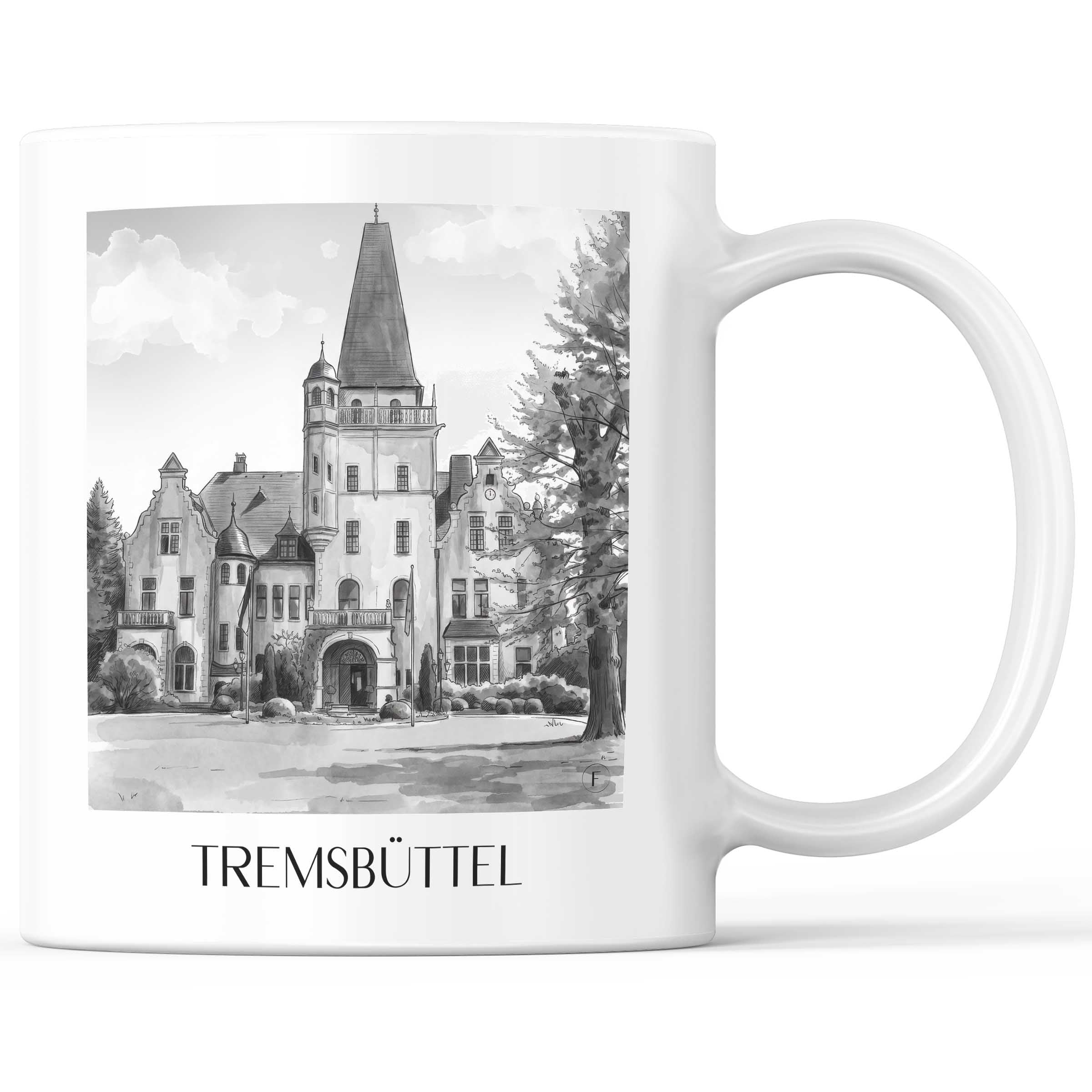 tremsbüttel-schleswig-holstein-deutschland-kaffeebecher-aquarell-schwarz-weiss